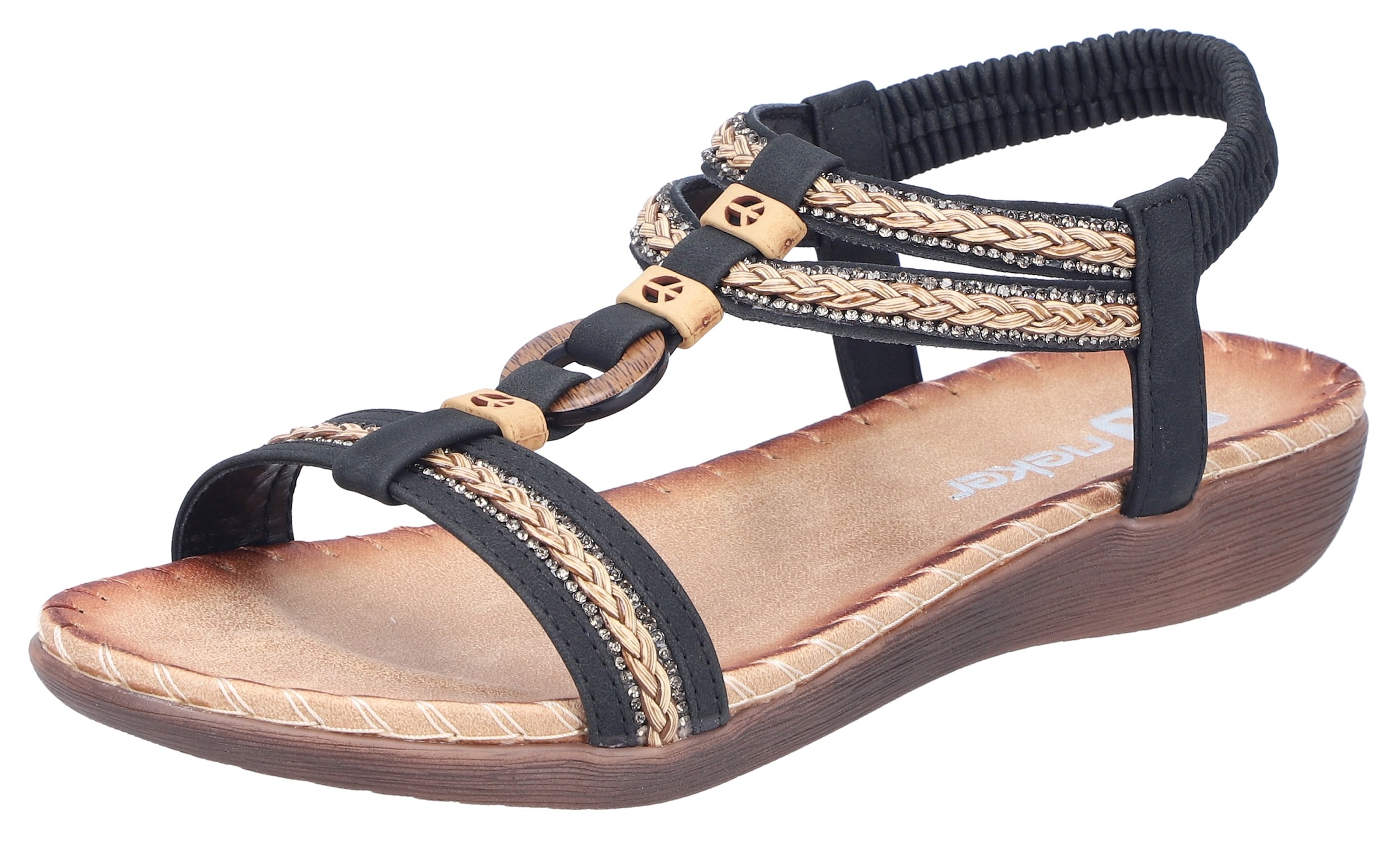 Rieker Sandale  Sommerschuh, Urlaubsschuh, Schlupfsandale mit Gummizug