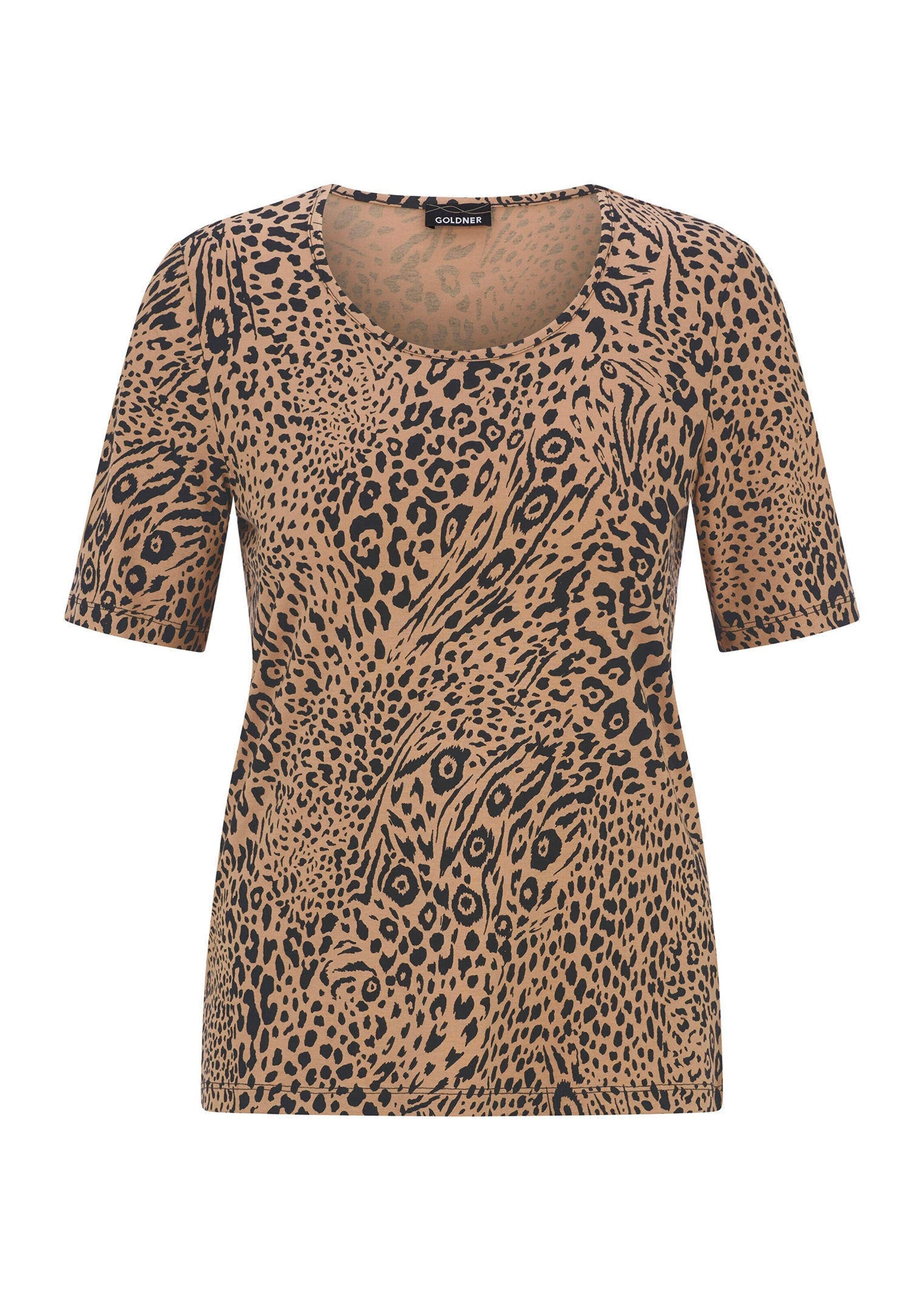 GOLDNER Kurzarmshirt »Jersey-Shirt mit Leo Print« stretchbequemer Viskosejersey