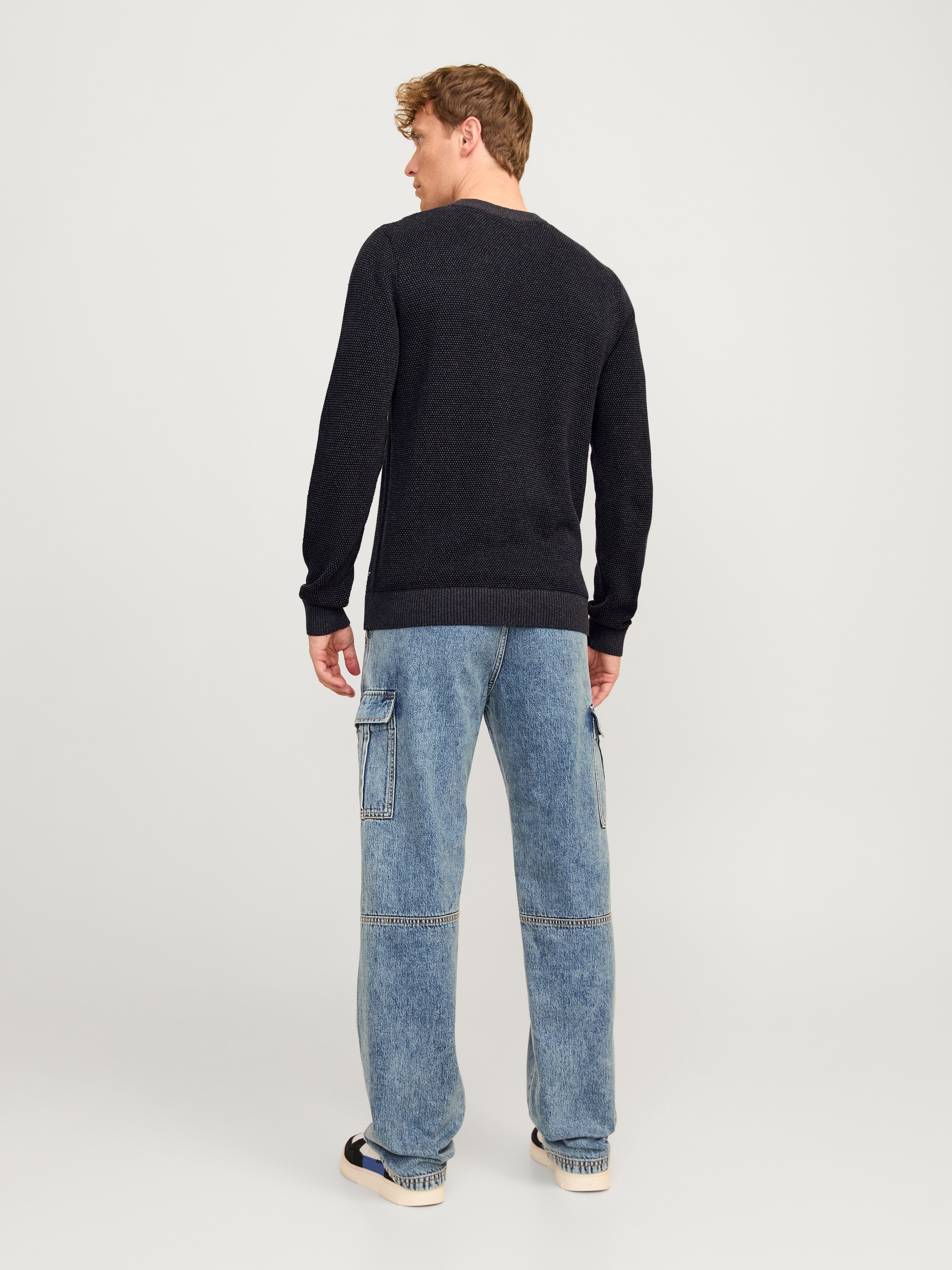 Jack & Jones Rundhalspullover »JJEGLOBE KNIT CREW NECK NOOS«, in Strick Optik