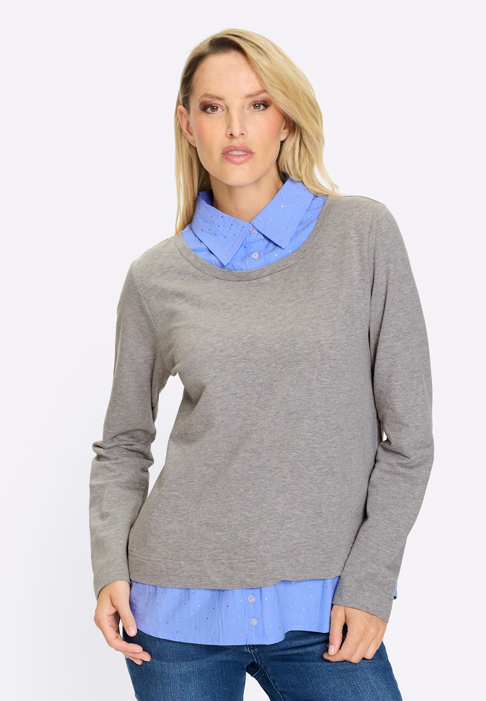 heine Sweatshirt »Sweatshirt Sweatshirt mit Bluseneinsatz«
