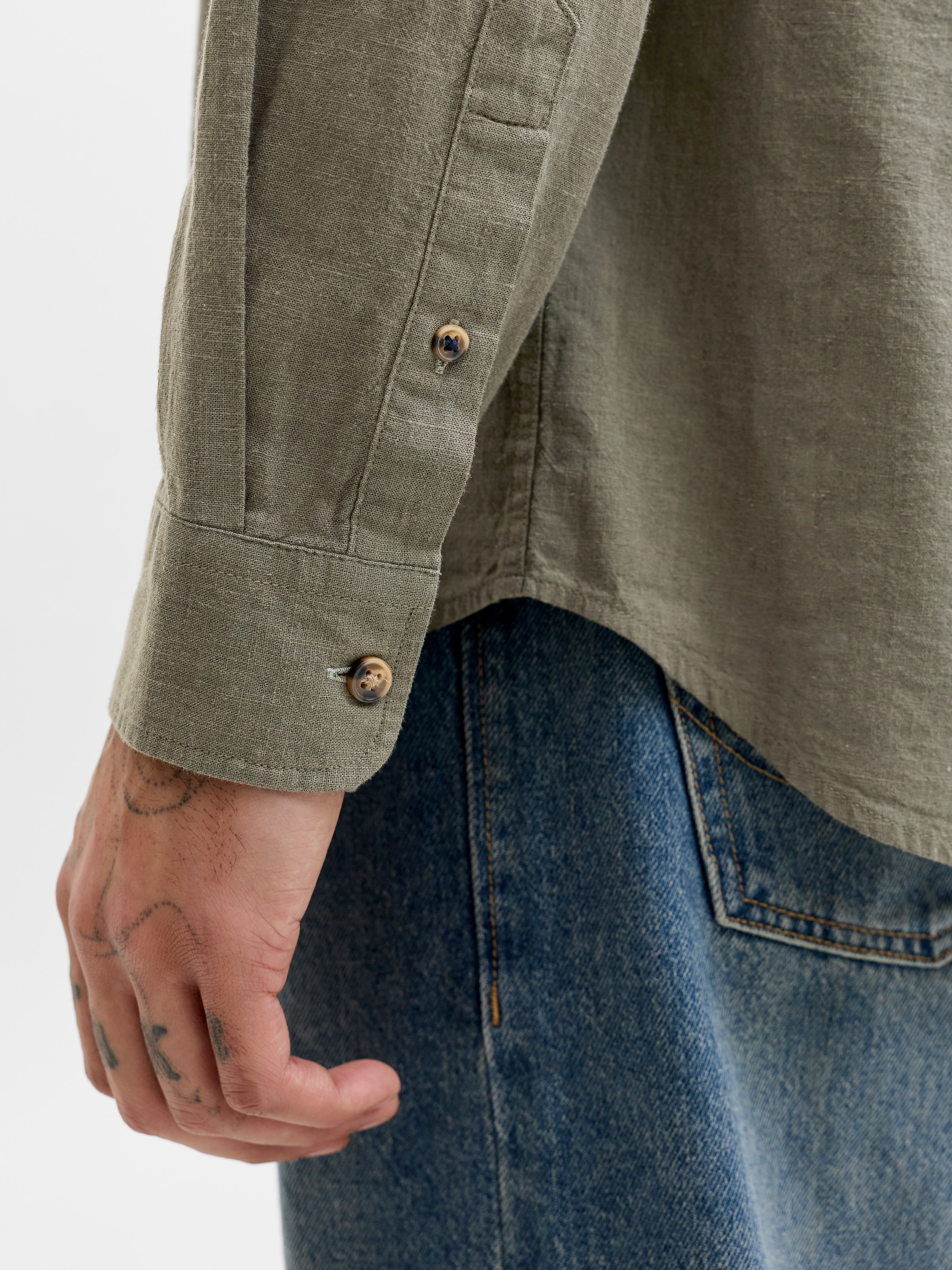 Jack & Jones Langarmhemd »JJESUMMER LINEN BLEND BAND SHIRT L/S SN« Baumwollmischung, regular fit