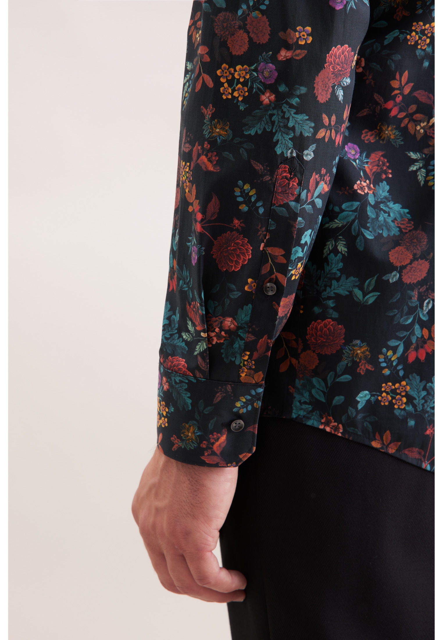 seidensticker Businesshemd »Schwarze Rose«, Regular 1/1 Kentkragen Geblümt