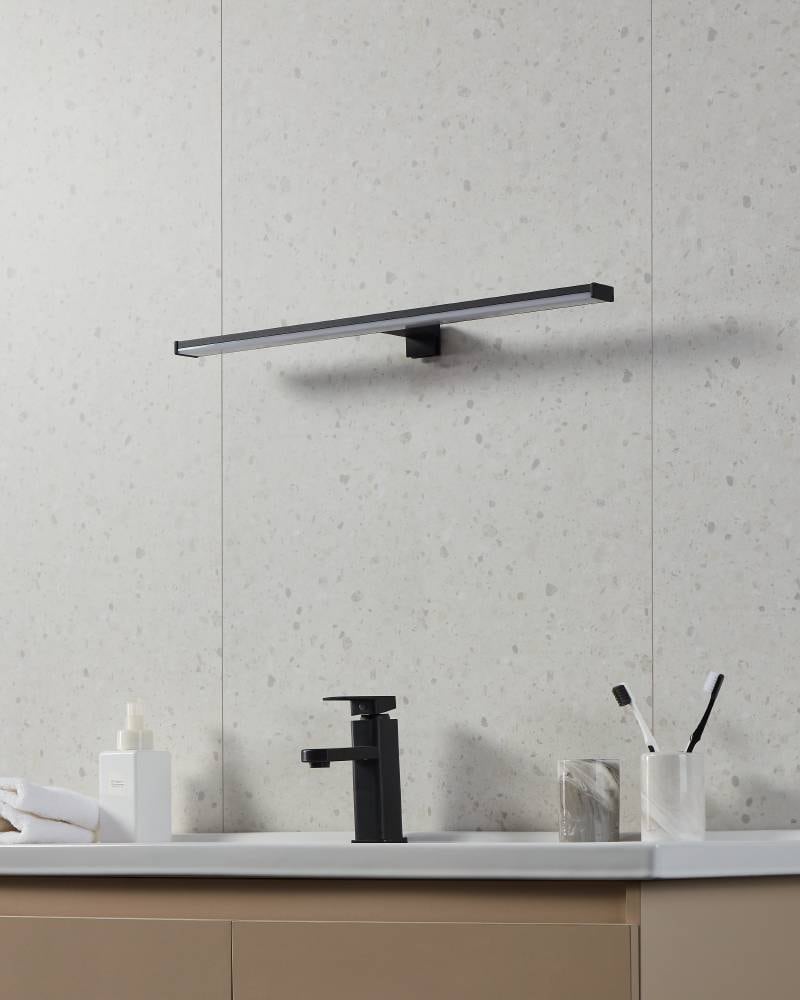 EGLO Spiegelleuchte »PANDELLA 2 Spiegellampe, Alu, Kunststoff, IP44, Badezimmerlampe, Lampe«, 1 flammig, Leuchtmittel LED-Modul | LED wechselbar, Wand-/Deckenleuchte, L60 x H4 x AL12 cm, schwarz, 11W inkl.