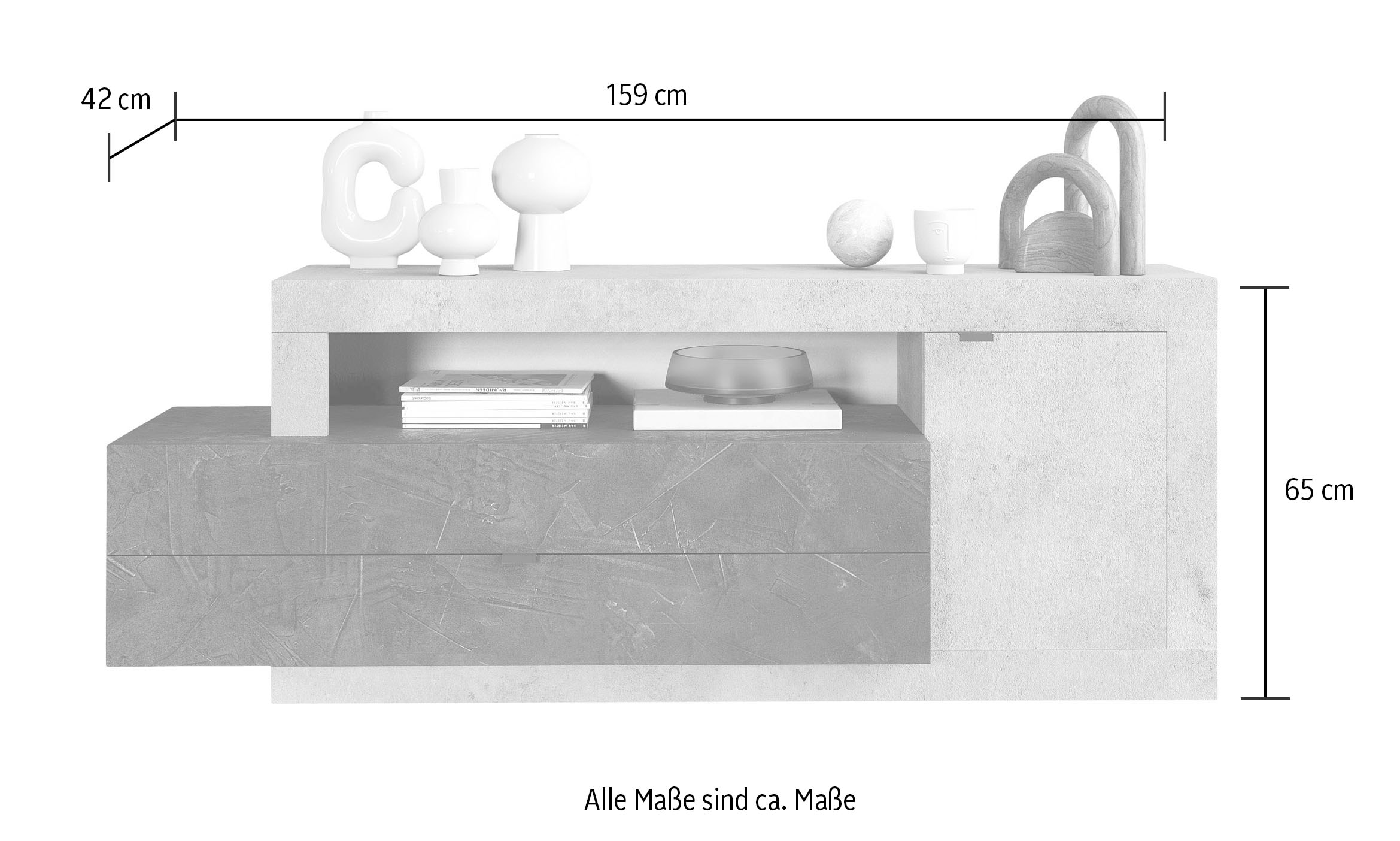 INOSIGN Lowboard »Freedom«, Breite 159 cm mit 1 Tür und 2 Schubkästen (in verschiedenen Farben)