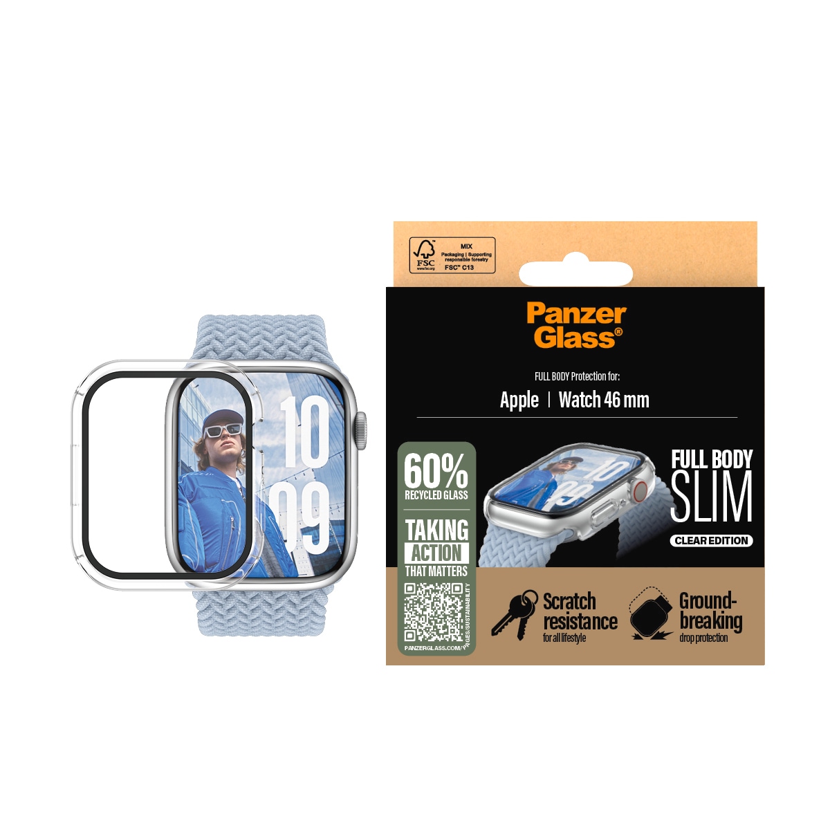 CARE by PanzerGlass Displayschutzglas »Slim Full Body Protection«, für Apple Watch 10 46mm, Schutzhülle, Schutzfolie, Bildschirmschutz, kratz- & stoßfest