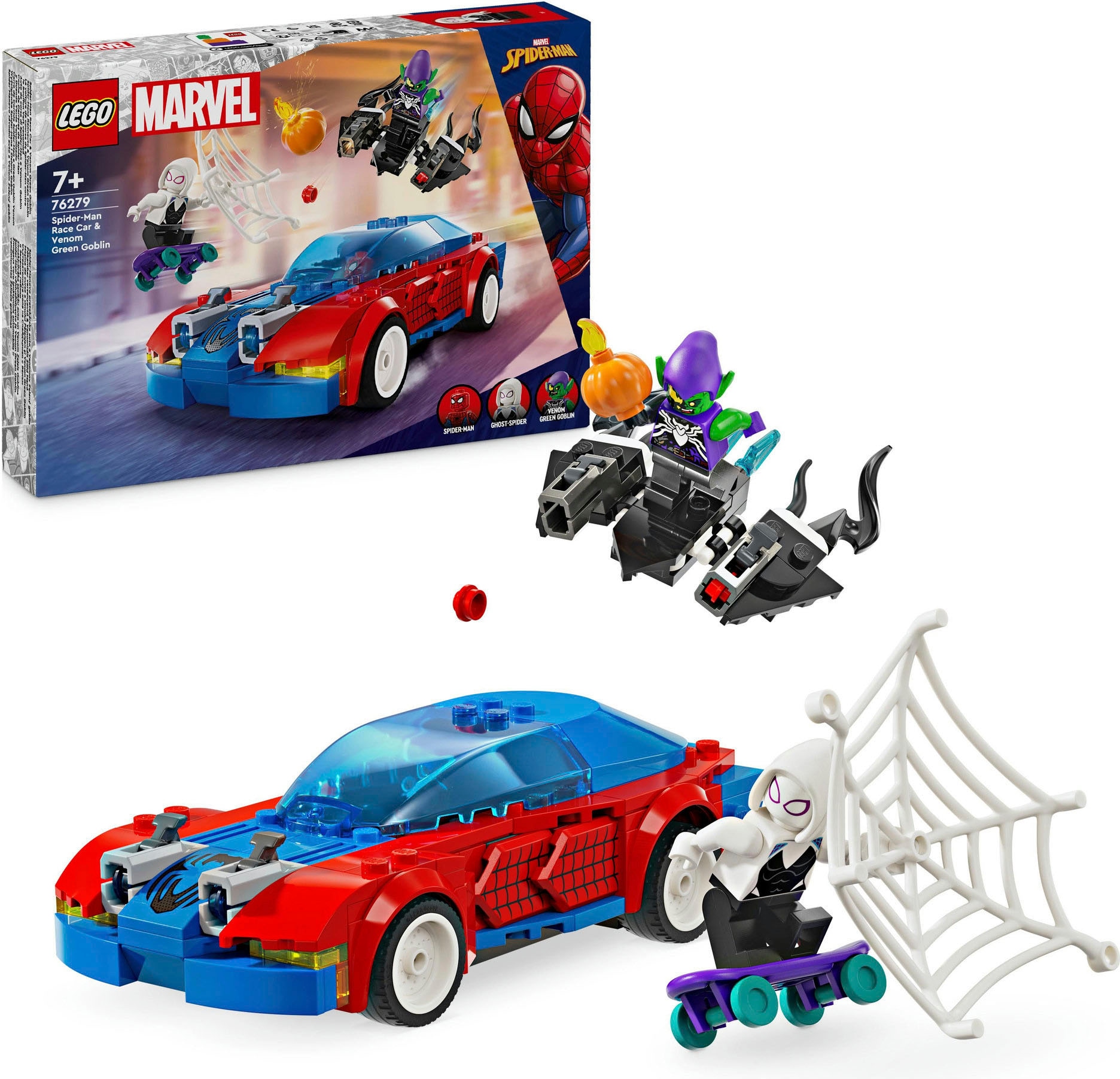 Konstruktionsspielsteine »Spider-Mans Rennauto & Venom Green Goblin (76279), LEGO...