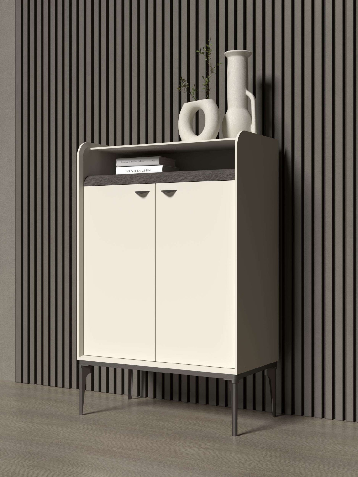 OTTO home Highboard »Sofy  Sideboard, Kommode, Anrichte, Schrank« UV lackiert, Soft Close Funktion, Metallgestell in Anthrazit Dekor
