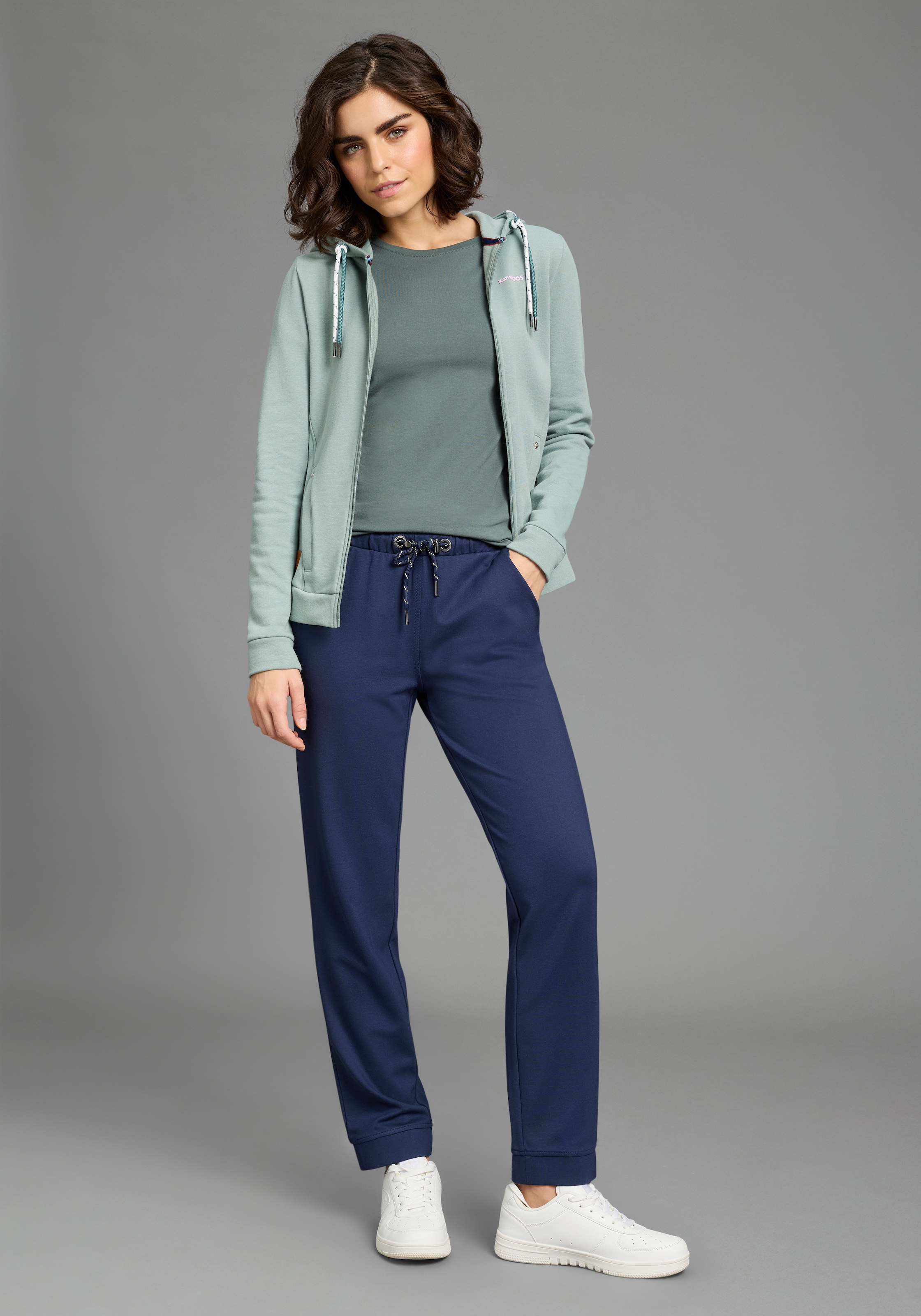 KangaROOS Kapuzensweatjacke mit Kapuze und Kordelzug, aus Baumwolle und Polyester