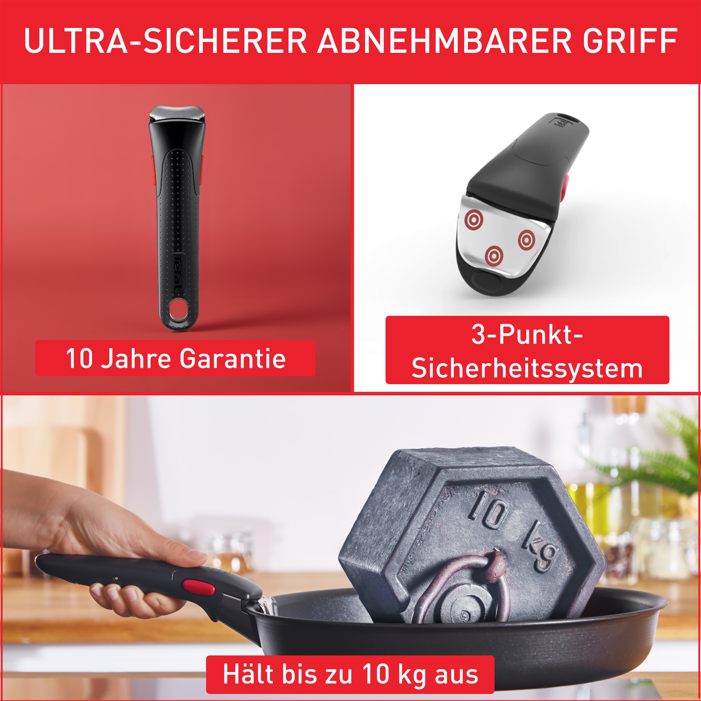 Tefal Pfannen-Set »Ingenio Emotion« Edelstahl Set, 5 Stk. tlg. abnehmbarer Griff, Antihaftversiegelung, Thermo-Signal, Induktion