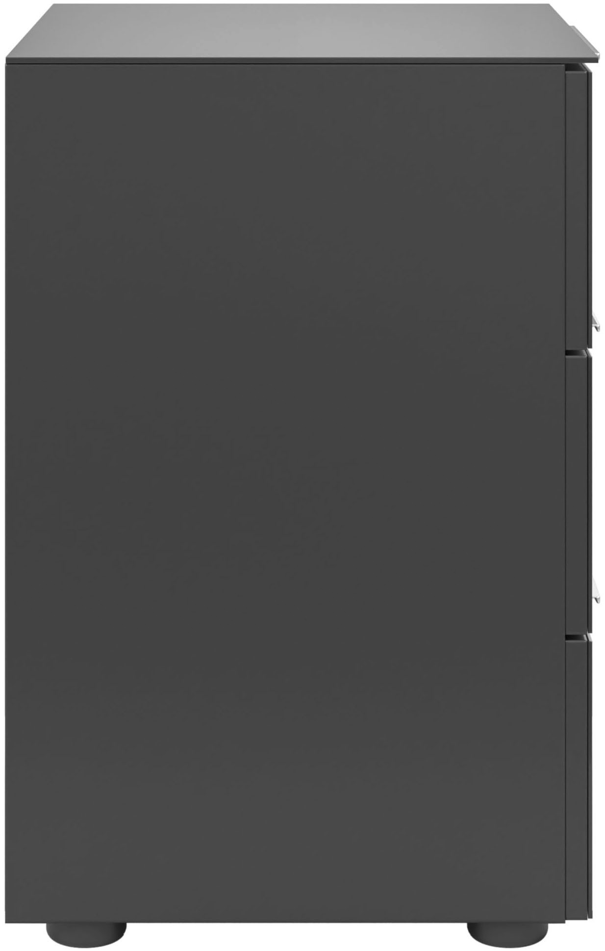 Manjana Möbel Nachtkommode »mit Chrom oder Schwarz matten Metallgriffen« mit Glasfronten, melaminbeschichtete Oberfläche, mit Vollauszug