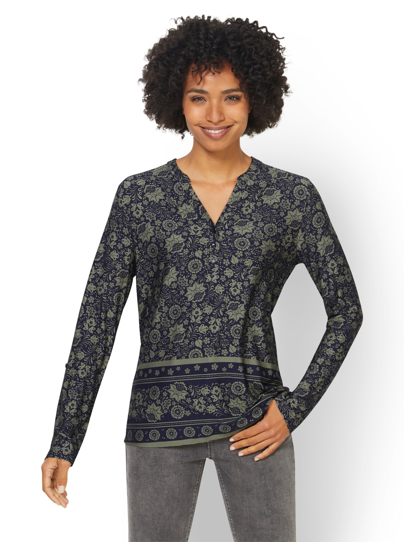 heine Langarmshirt »Druck-Shirt«, (1 tlg.)