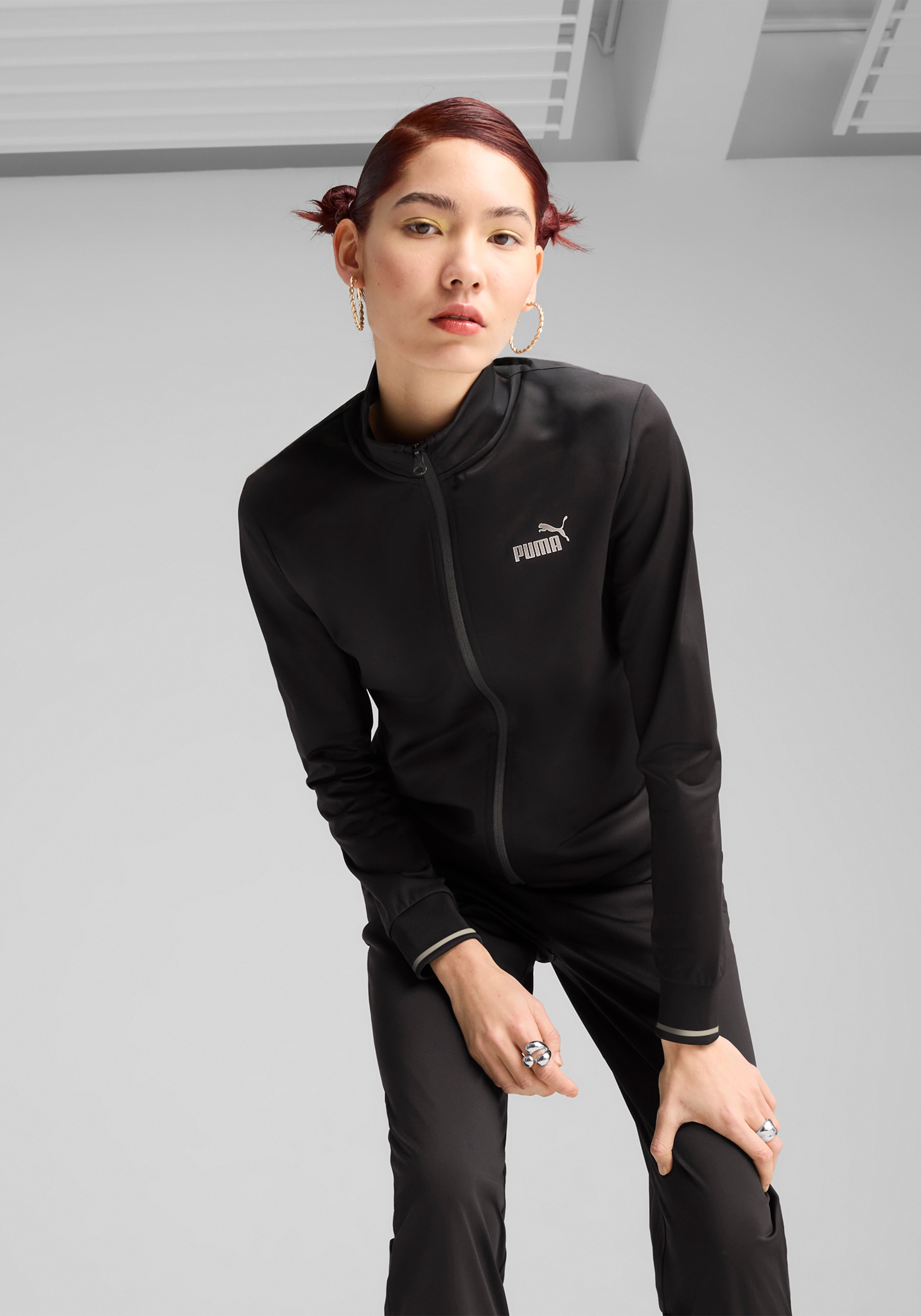 PUMA Trainingsanzug »METALLIC FULL-ZIP TRACKSUIT TR CL« 2 tlg. ohne Kapuze, Regular Fit, aus Baumwollmischung