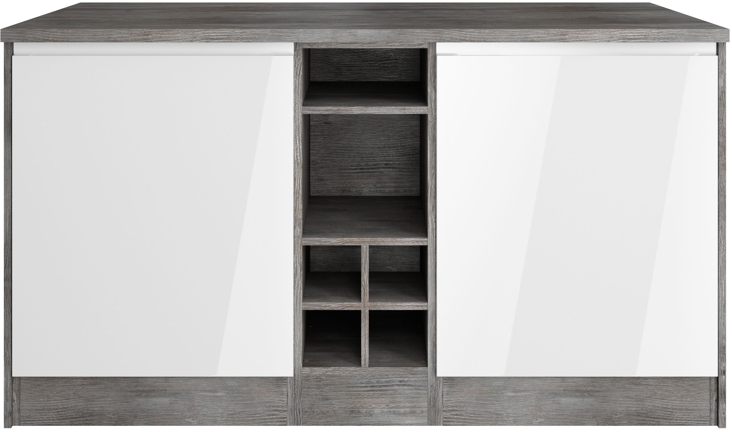 KOCHSTATION Kücheninsel »KS-Virginia«, Breite 153 cm, MDF-Fronten, Flaschenregal