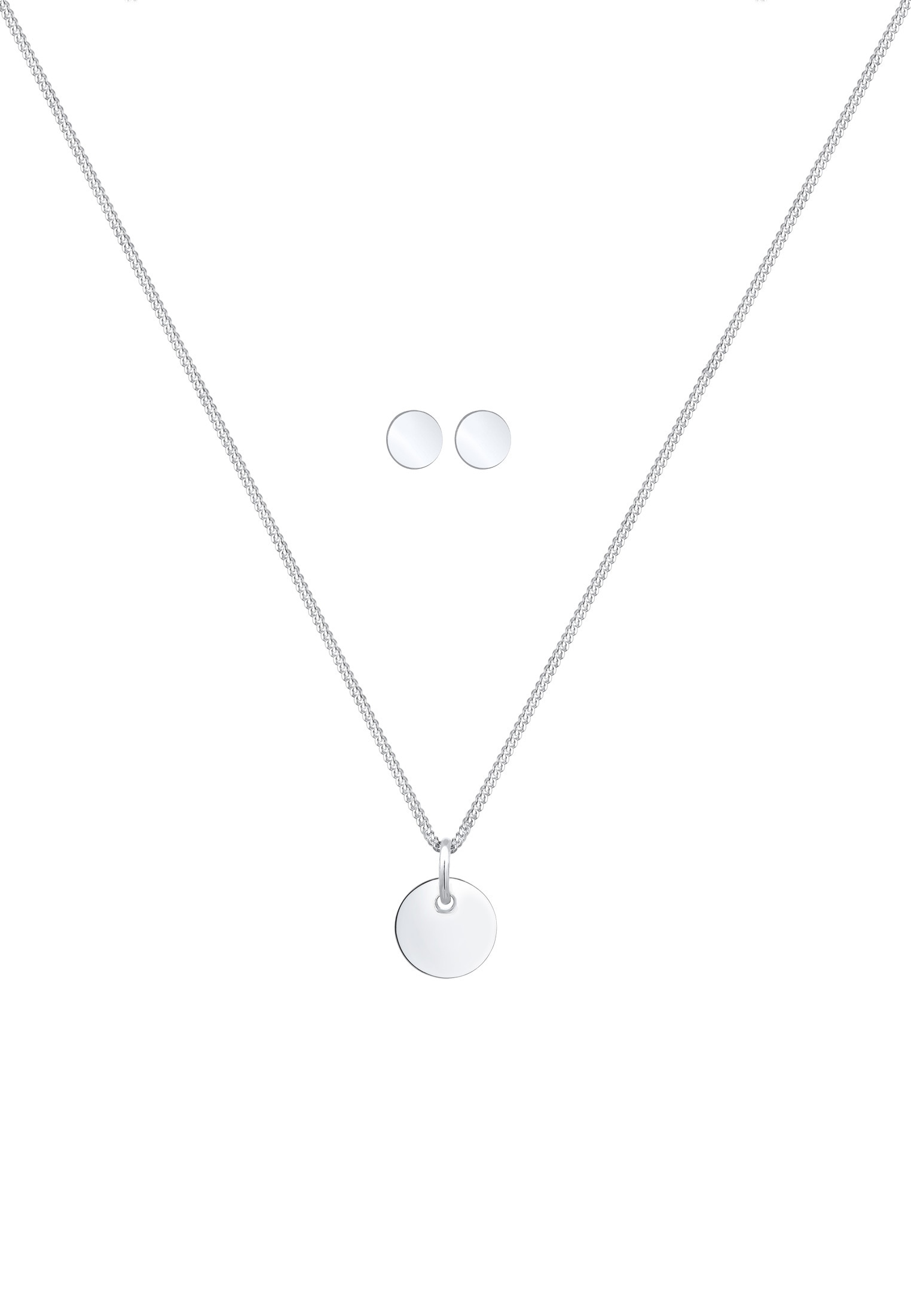 Elli Ohrring und Ketten Set »Schmuckset Halskette Ohrstecker Plättchen 925 Sterling Silber« ()