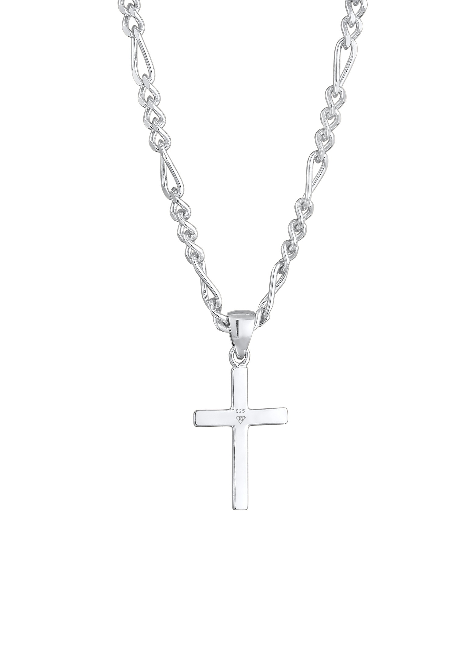 Kuzzoi Lange Kette »Halskette Herren Figarokette Kreuz 925 Silber«