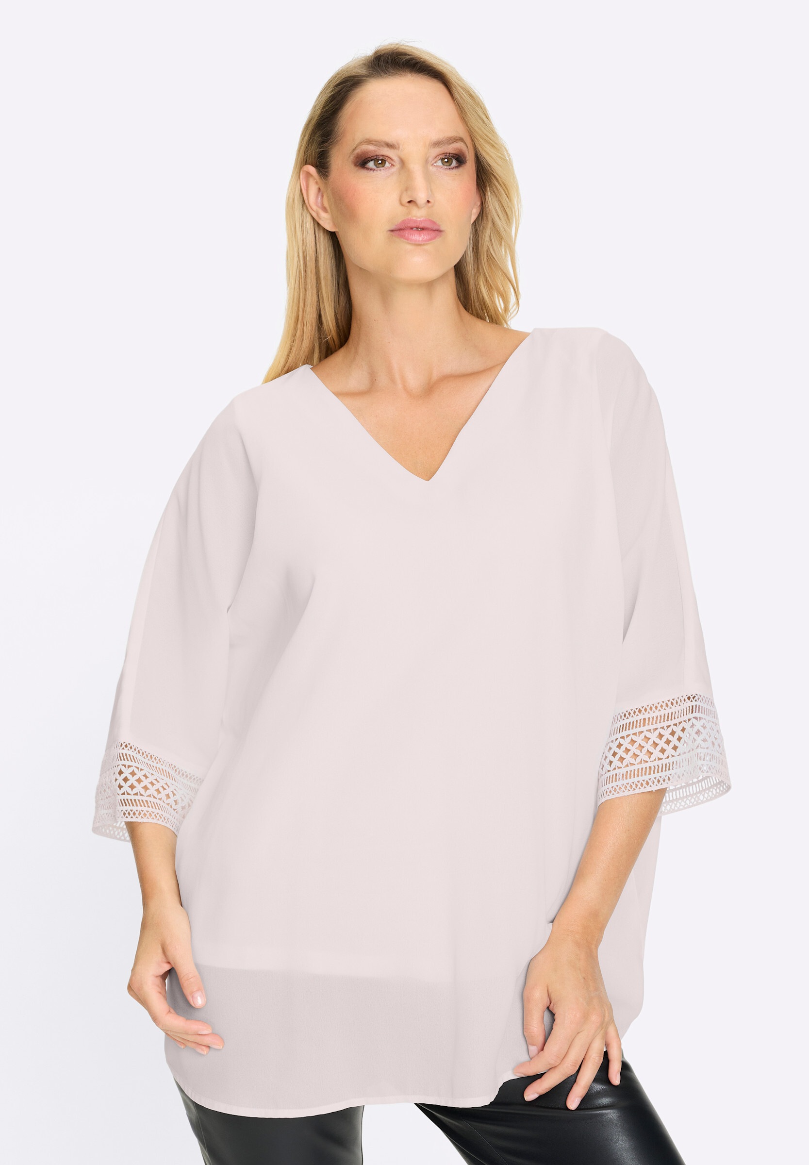 heine Klassische Bluse »Bluse Crêpebluse mit Spitze«