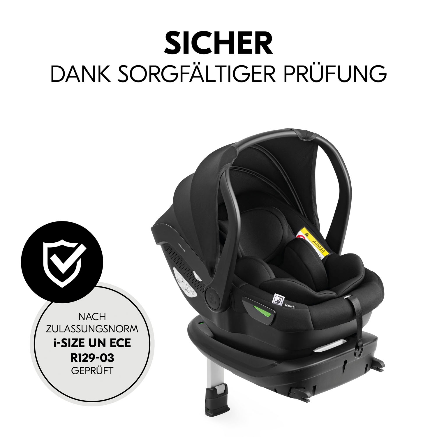 Hauck Babyschale »Drive N Care«, Klasse 0+ (bis 13 kg), (Set, 2 tlg.), inklusive Base und Neugeborenen-Einlage