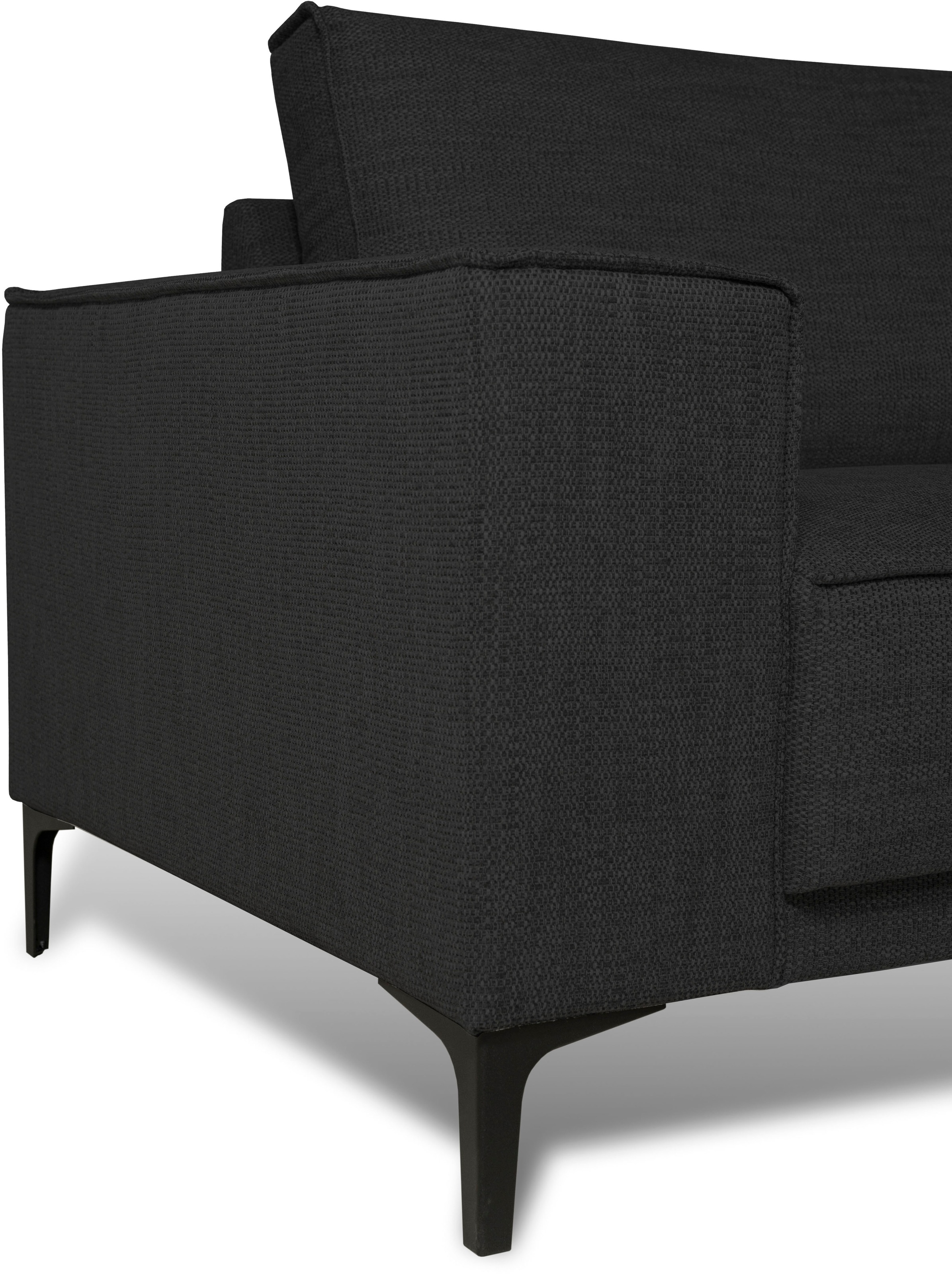 Places of Style Ecksofa »Polsterecke Oland, Struktur, Flachgewebe, Luxus-Microfaser, Boucle«, L-Form, 280 cm, Wellenunterfederung, Skandi-Design, Metallfüße