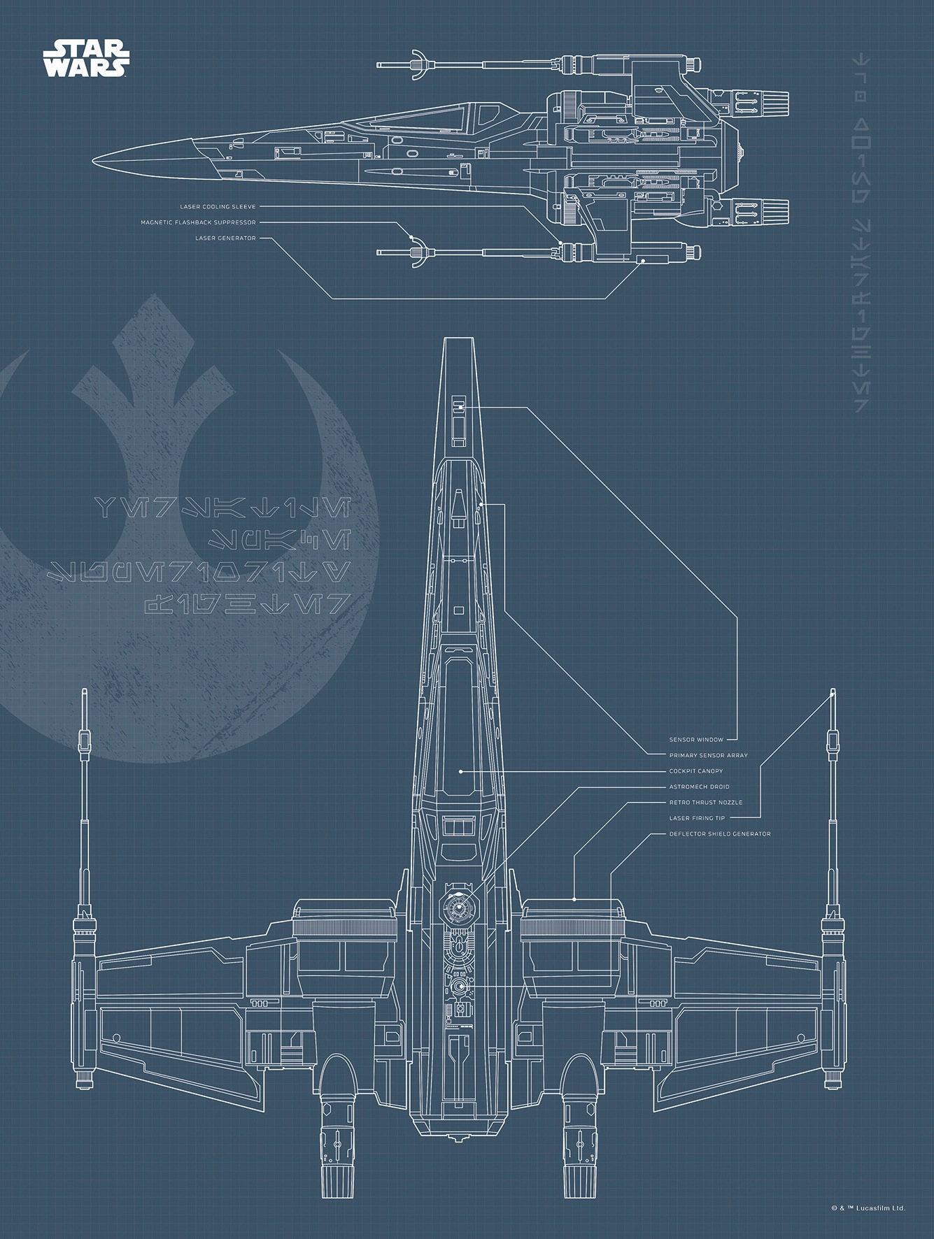 Komar Bild »Star Wars Blueprint X-Wing«, Star Wars, (1 St.), Wandbild zur Dekoration im Kinderzimmer - ohne Rahmen