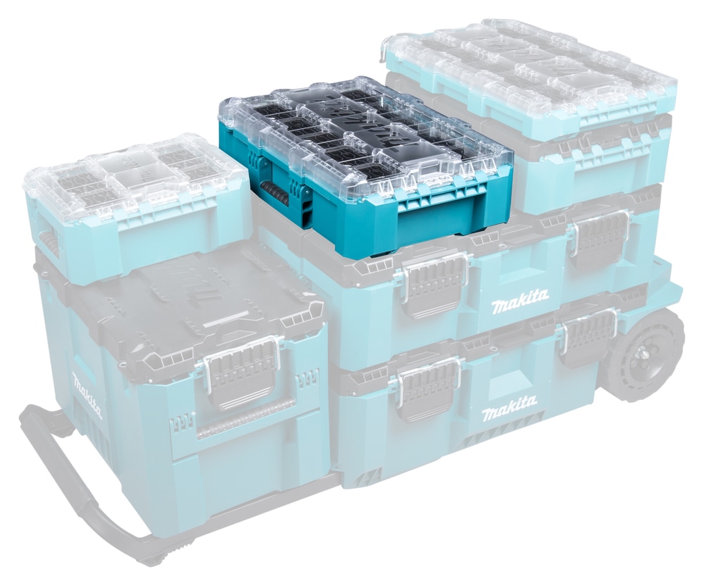 Makita Werkzeugbox »MAKTRAK  Organizer-Behälter, tief M »P-91045« max. 22,7 kg, 18,41L, 11« Effizientes Be- und Entladen mit dem MAKTRAK Koffer Sortiment