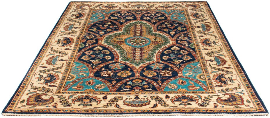 morgenland Orientteppich »Ziegler - Ariana - 205 x 157 cm - dunkelblau«, rechteckig, 6 mm Höhe, Wohnzimmer, Handgeknüpft, Einzelstück mit Zertifikat