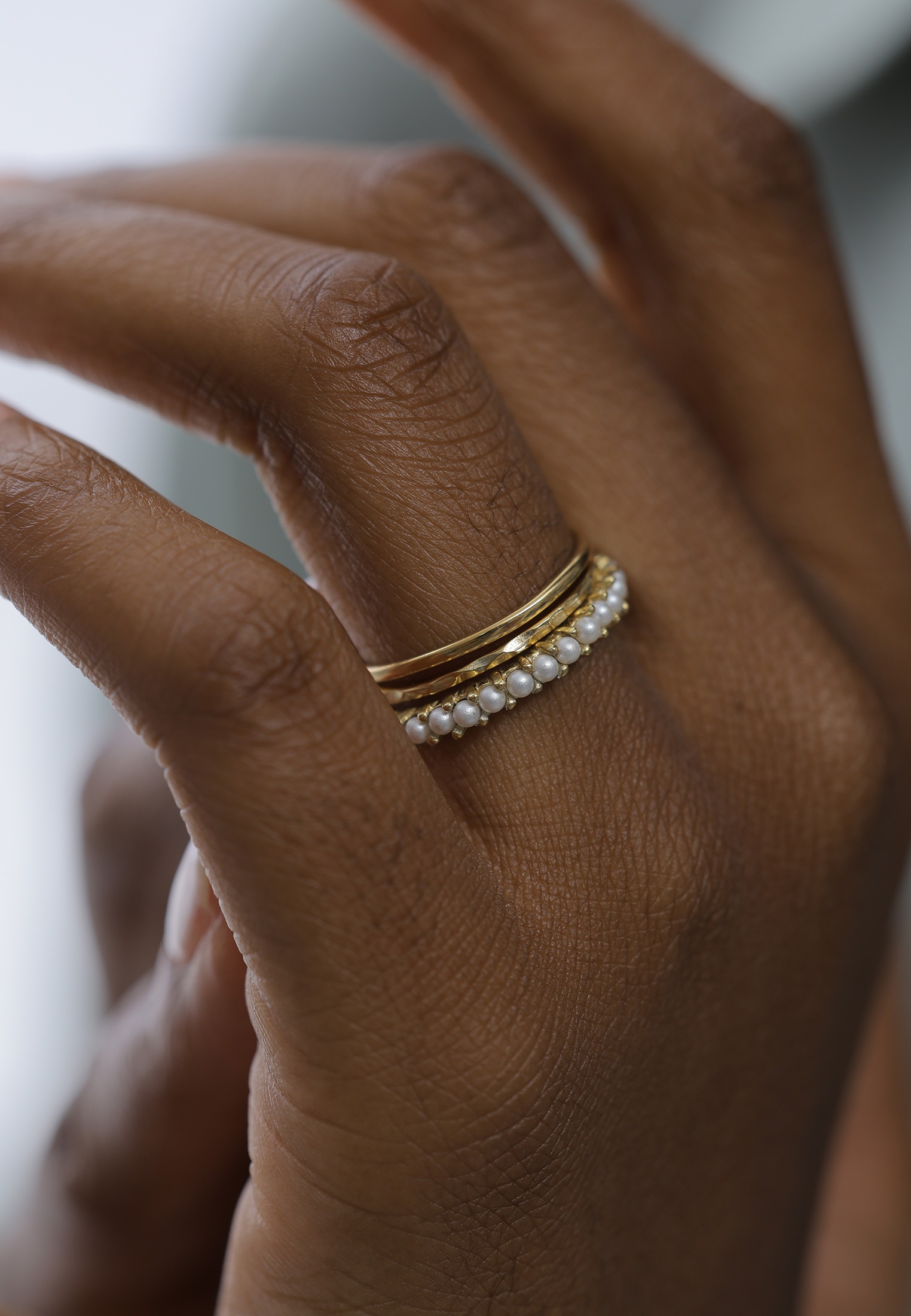 Elli Ring-Set »Ring Stapelring Perlen 3er Set 925 Silber«