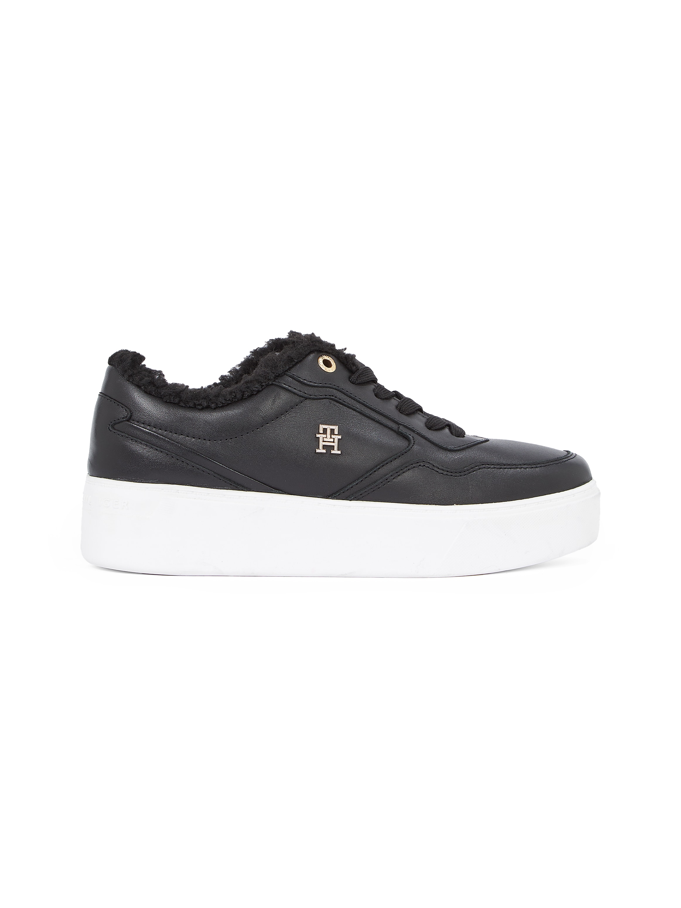 Tommy Hilfiger Plateausneaker »ESSENTIAL PLATFORM SNEAKER FUR«, Freizeitschuh, Halbschuh, Schnürschuh mit seitlichem TH-Logo