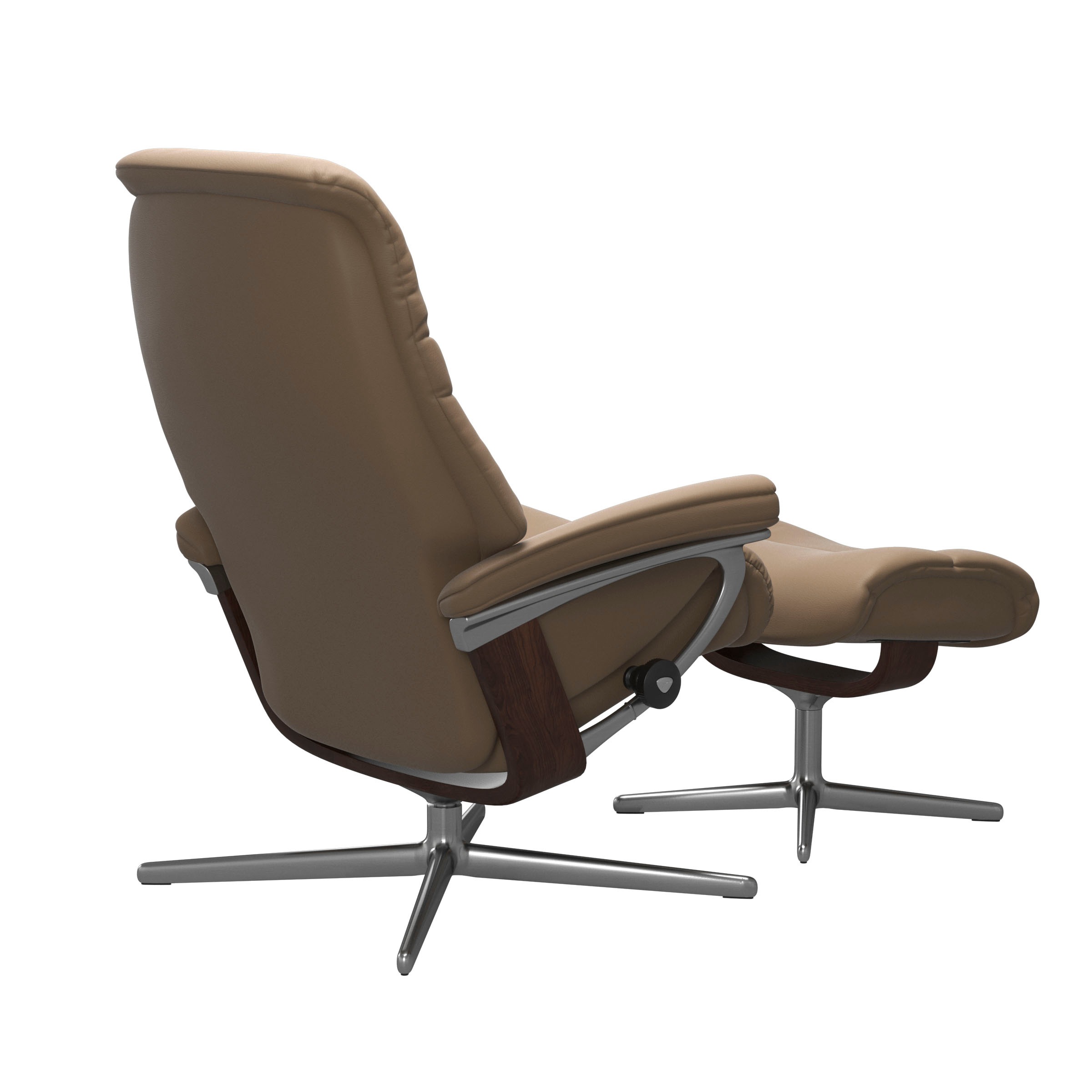 Stressless® Relaxsessel »Sunrise«, (Set, Relaxsessel mit Hocker), mit Hocker, mit Cross Base, Größe S, M & L, Holzakzent Braun