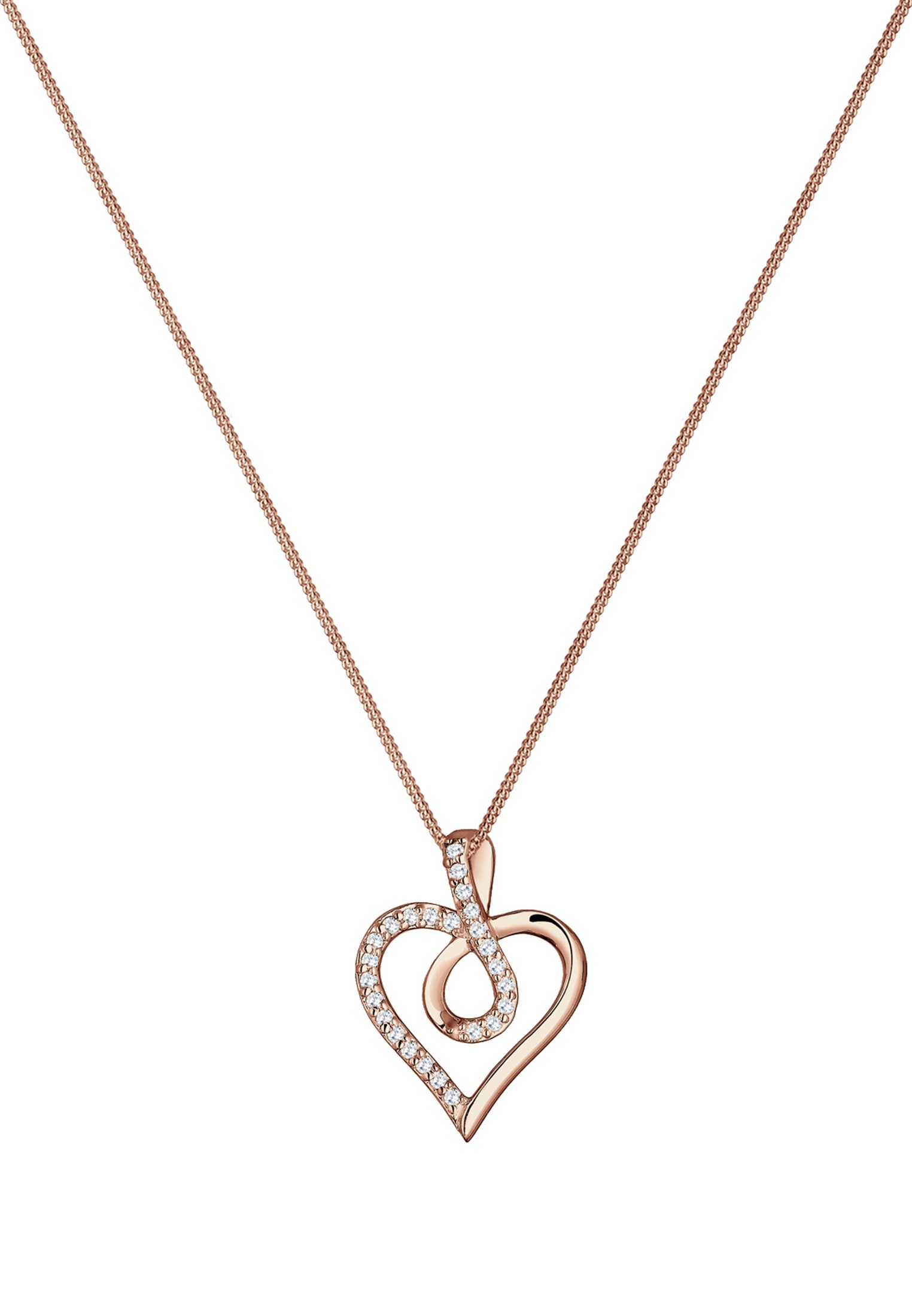 Elli Silberkette »Halskette Herz Zirkonia Weiß 925 Sterling Silber«