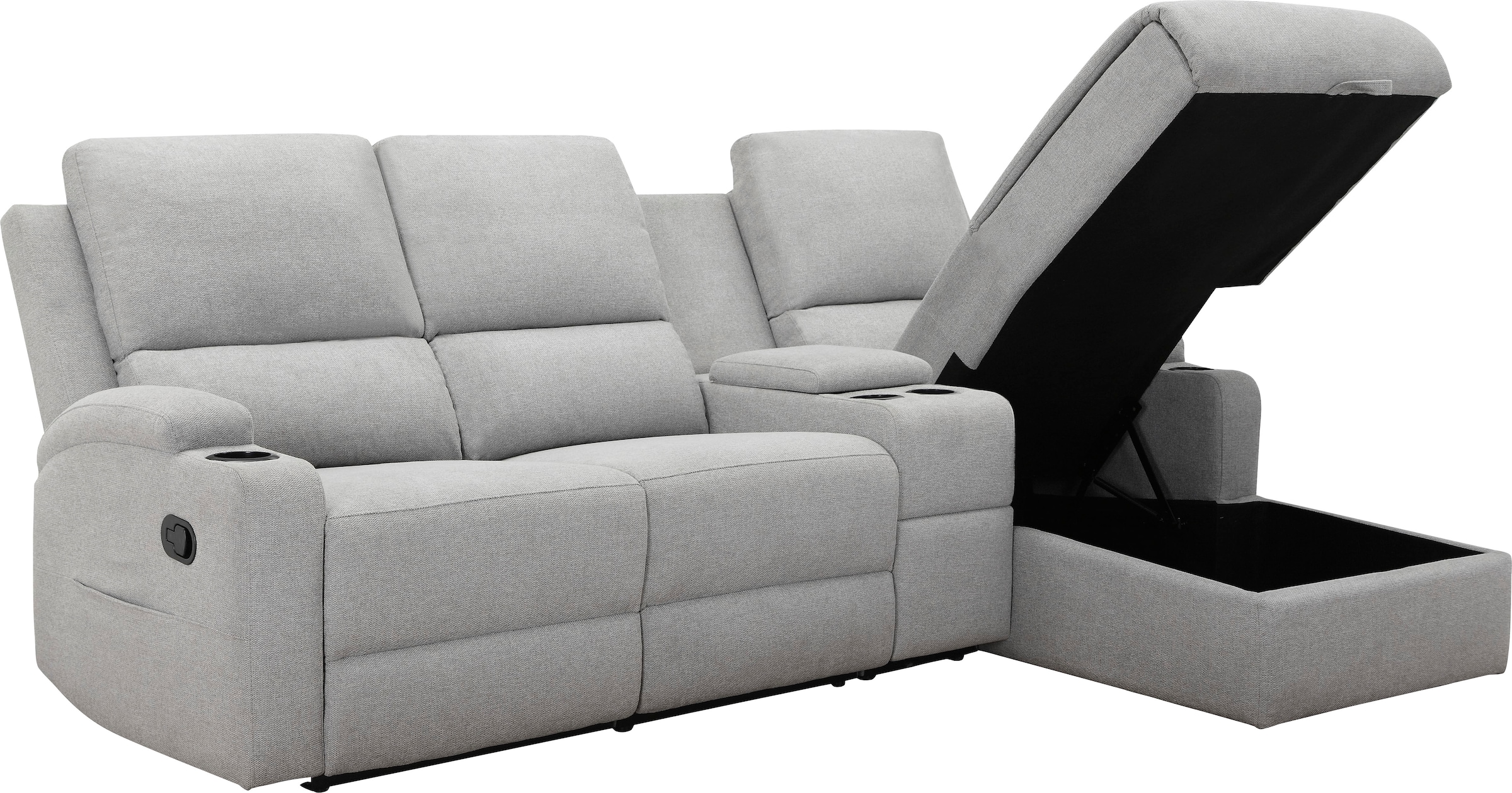 Home affaire Ecksofa »Napori Multimediasofa, 3er Kinosessel XXL, L-Form,«, Kinosofa mit Relaxfunktion, Getränkehalter, Staufach und Staukasten