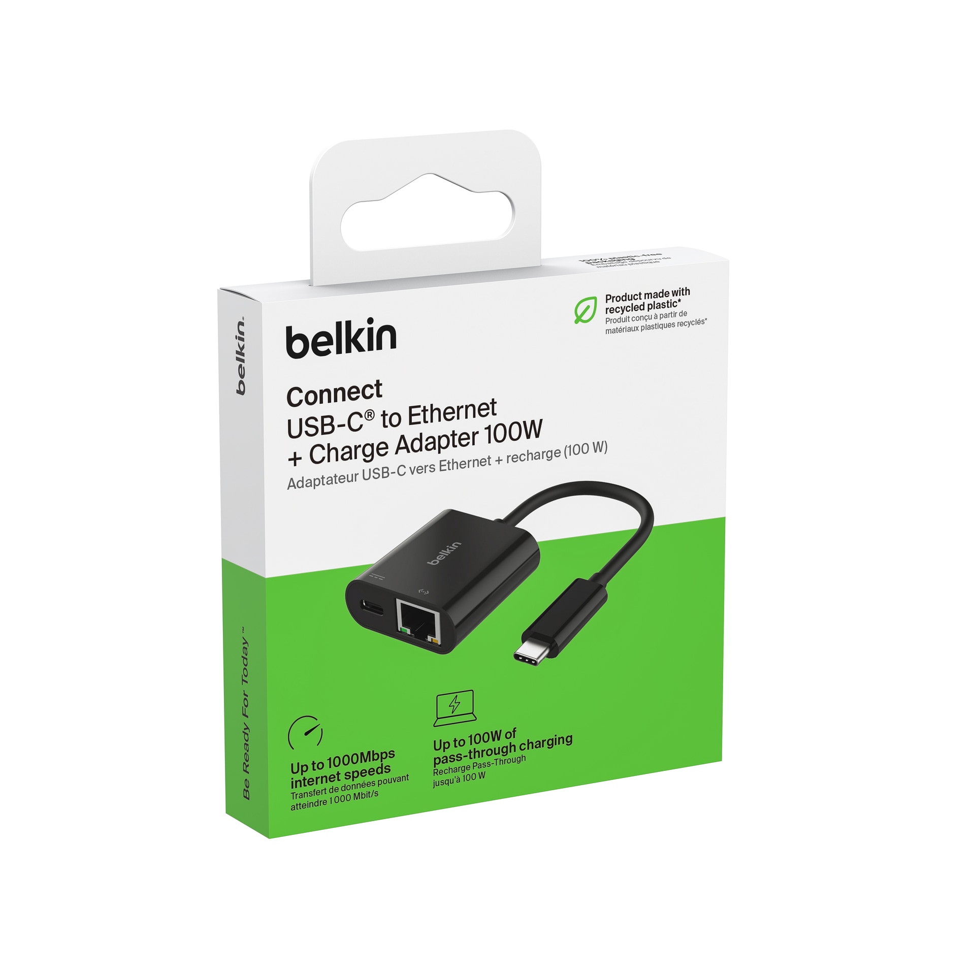 Belkin Netzwerk-Adapter »Connect USB-C zu Ethernet Adapter + 100 W Power Delivery«, 10/100/1000 Mbit/s, PD 3.0