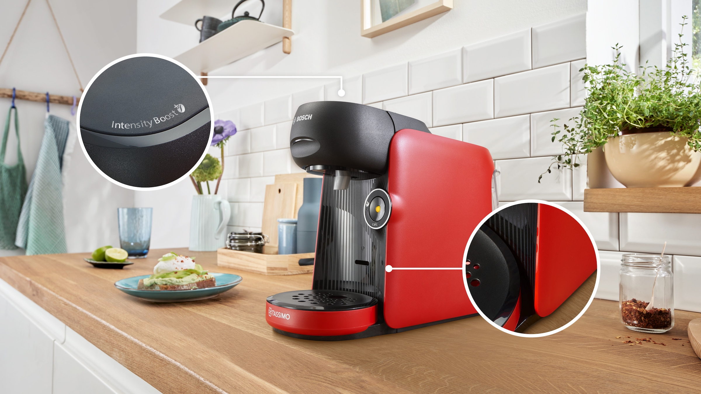 TASSIMO Kapselmaschine »TAS163E«, One-Touch Bedienung, über 70 Getränke, nachhaltig, weiß/schwarz