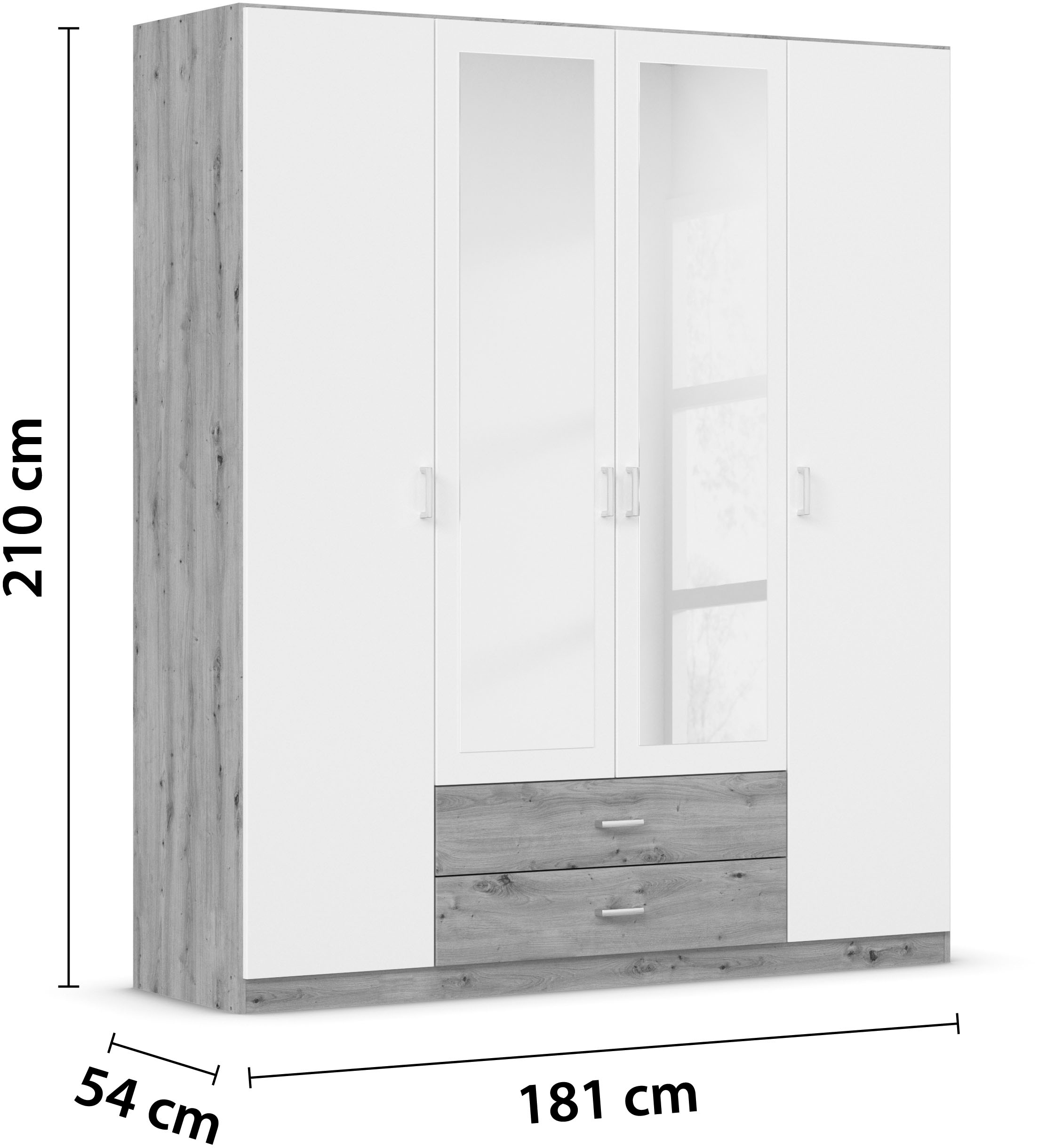 rauch Kleiderschrank »Schrank Garderobe Wäscheschrank GAMMA in 3 Breiten«, viel Stauraum mit 6 Schubladen, mit Spiegel TOPSELLER MADE IN GERMANY