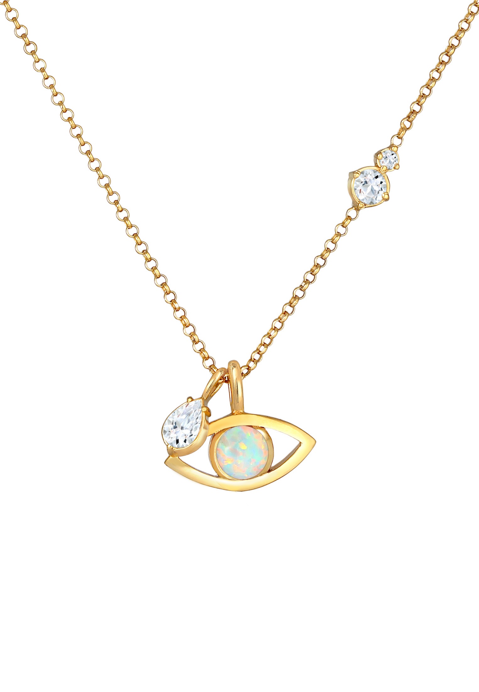Elli Premium Silberkette »Halskette Evil Eye Opal Solitär Topas Tropfen 925 Silber«