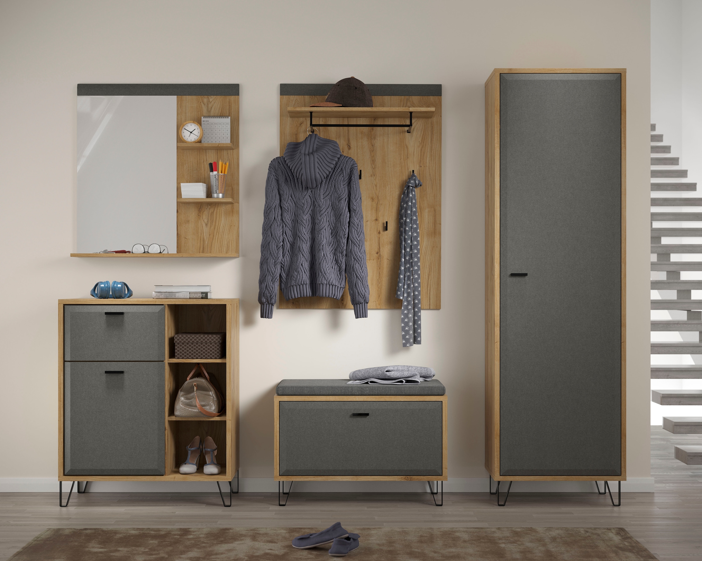 Places of Style Sitzbank »Belva«, (1 St.), Flurbank mit einer Klappe - verstellbarer Boden - (B/T/H) 79/42/51 cm