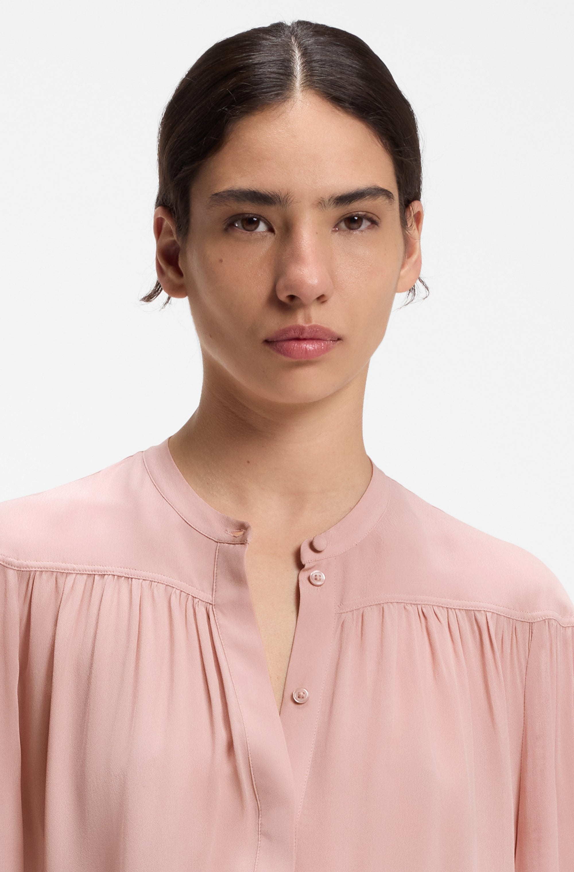 BOSS ORANGE Langarmbluse »Bethena Premium Damenmode« mit verdeckter Knopfleiste, Relaxed Fit