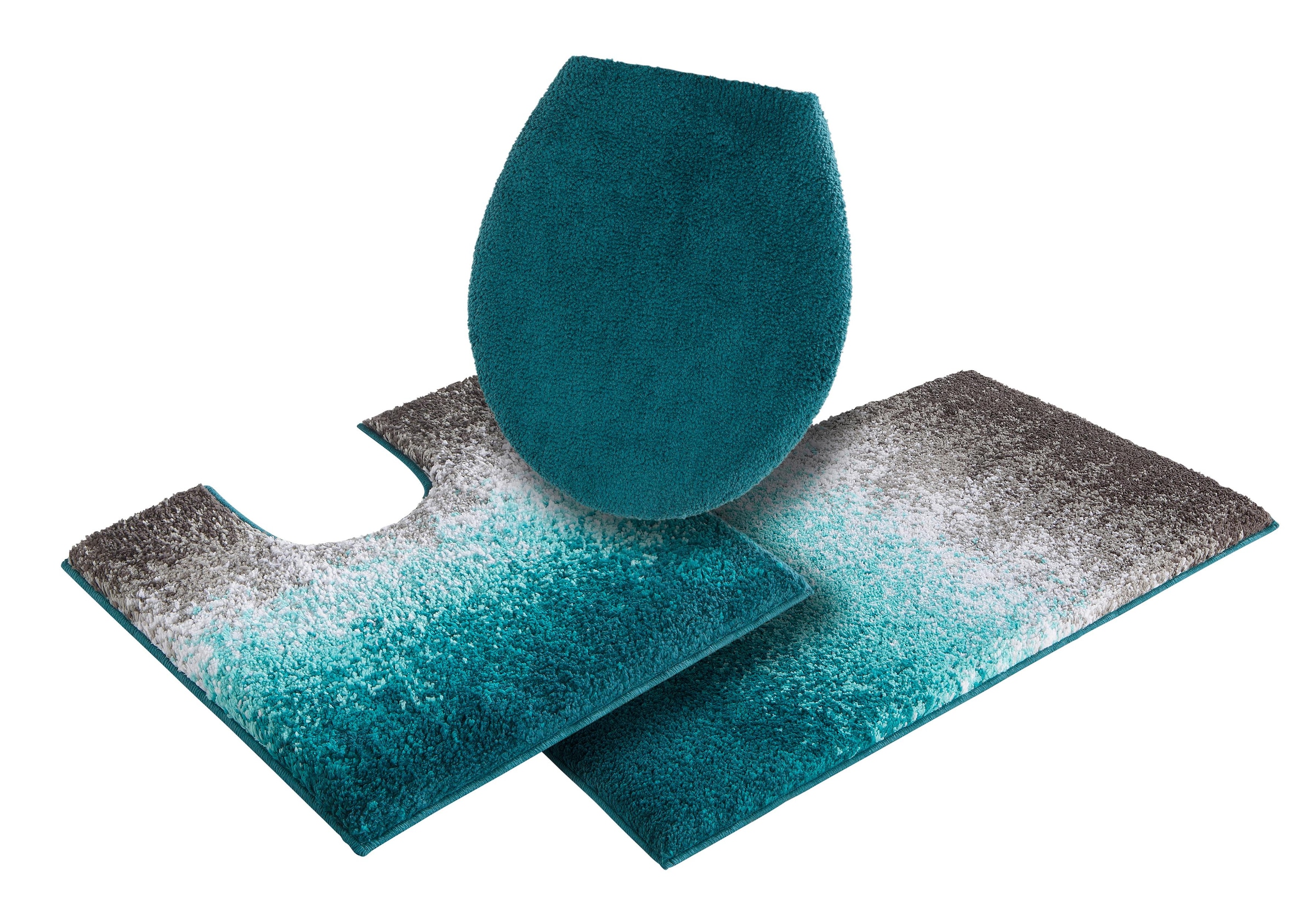 my home Badematte »Elif, Badvorleger, Badezimmer Teppich«, rutschhemmend beschichtet, fußbodenheizungsgeeignet-schnell trocknend-strapazierfähig, Ombré-Look, Badteppich, Badematten auch als 3 teiliges Set erhältlich