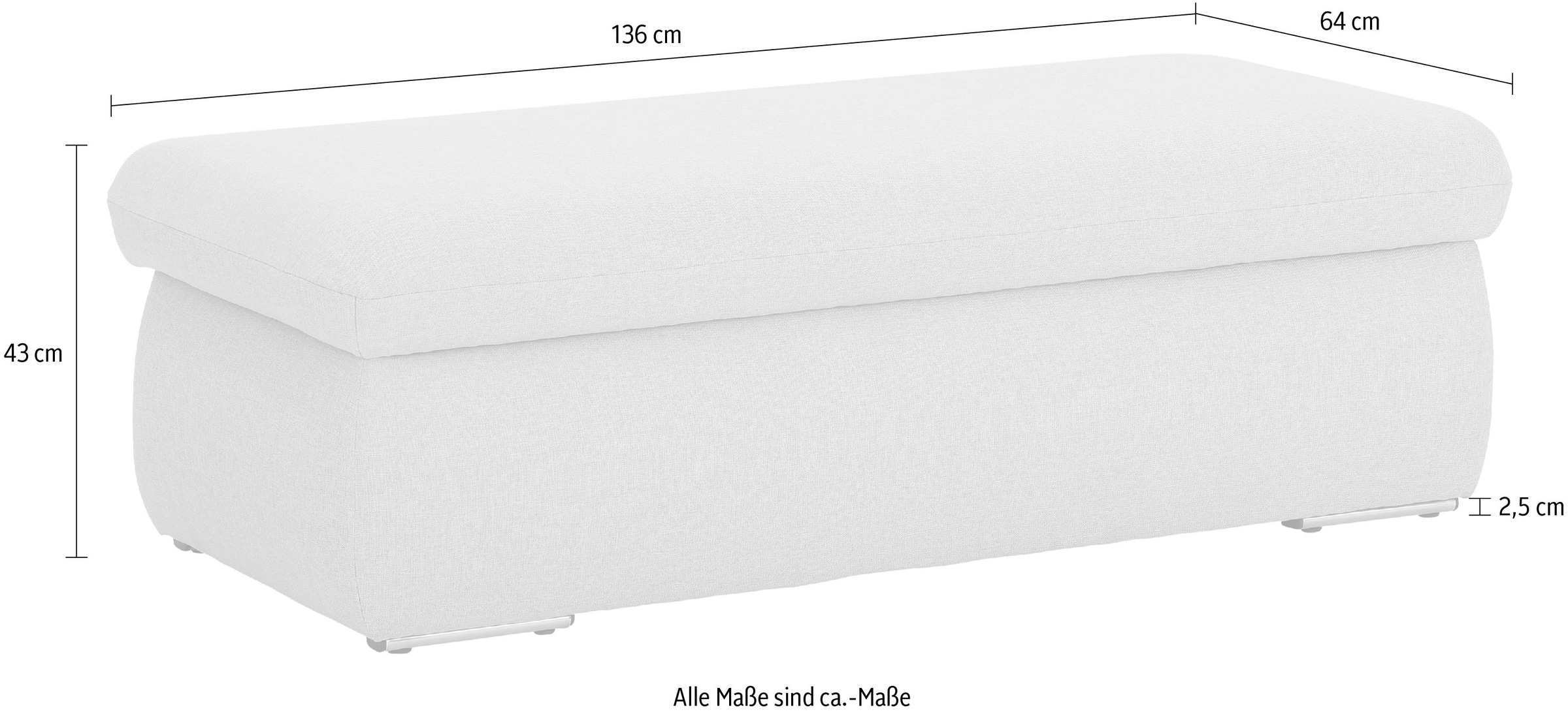 Home affaire Polsterhocker »Avesa« Mit großem Staufach, passend zur Serie "Avesa", B/T/H: 136/64/43 cm