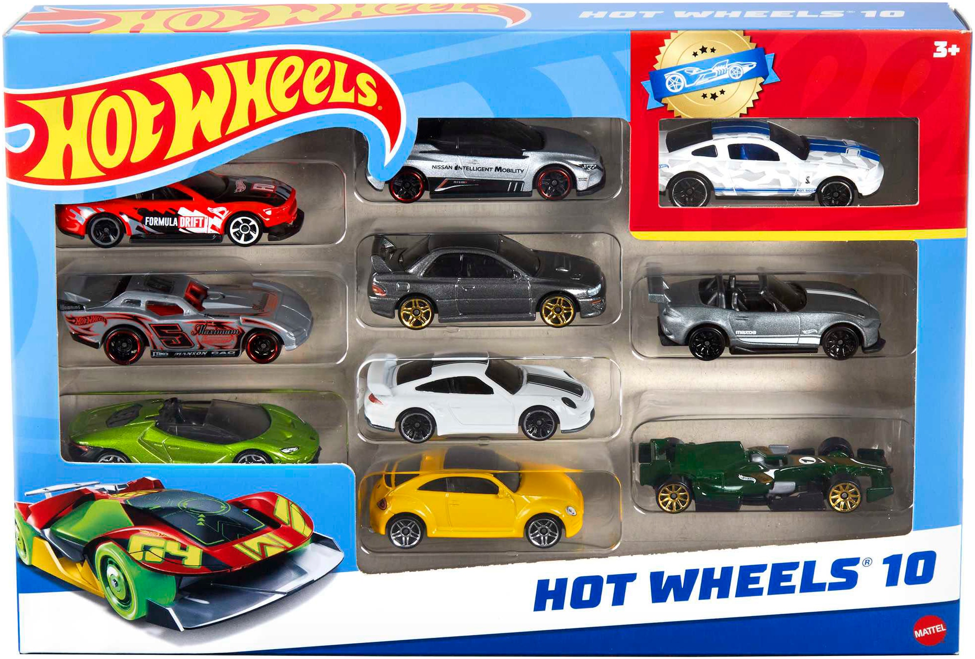 Hot Wheels Spielzeug-Auto »Hot Wheels Set mit 10 Fahrzeugen«, (Set, 10 tlg.), im Maßstab 1:64, sortiert