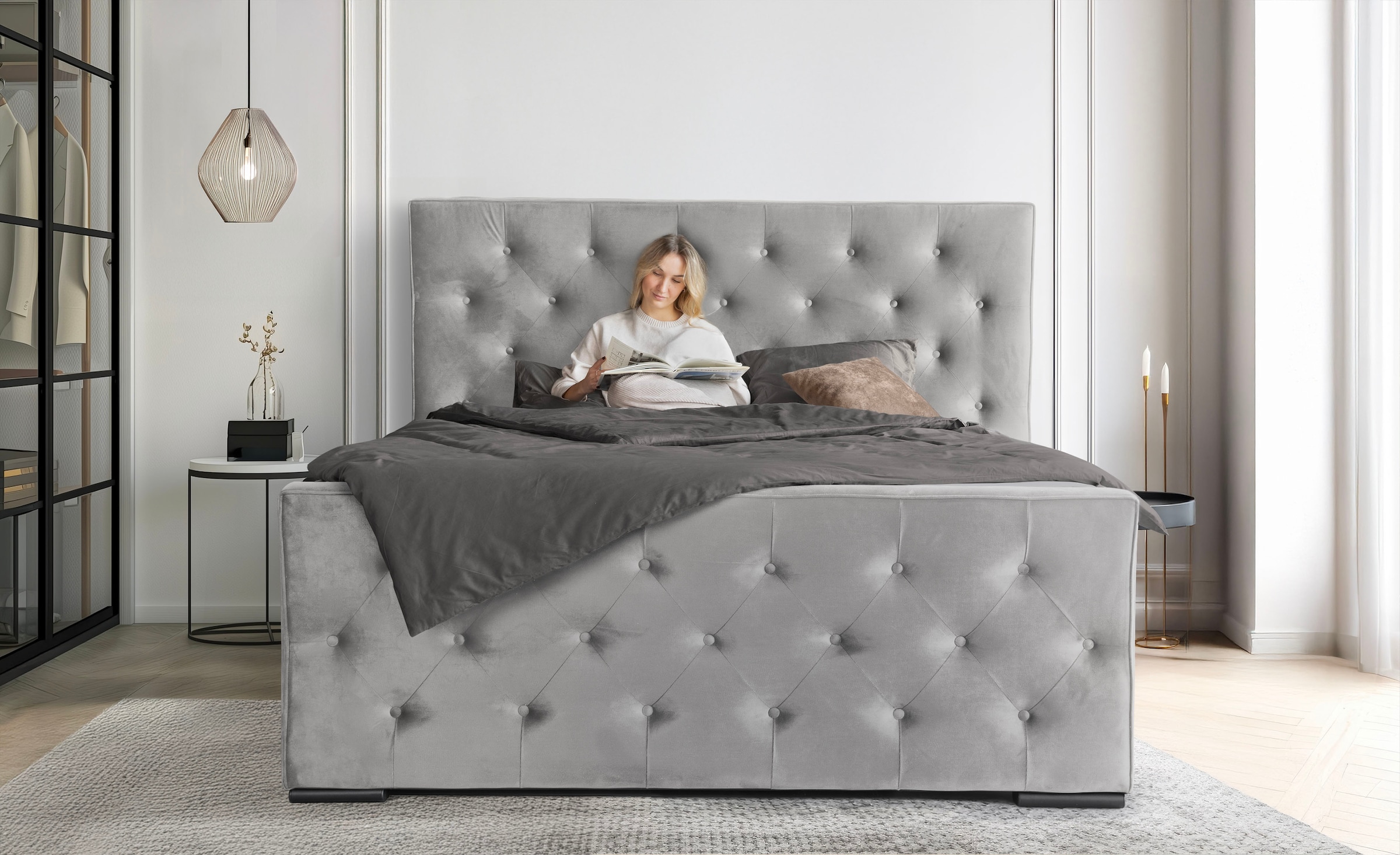 COLLECTION AB Boxspringbett »Florence inkl. Kingsize (28 cm) Matratze (H3) mit integriertem Topper«, inkl. Bettkasten, erhältlich in der Breite 180 cm