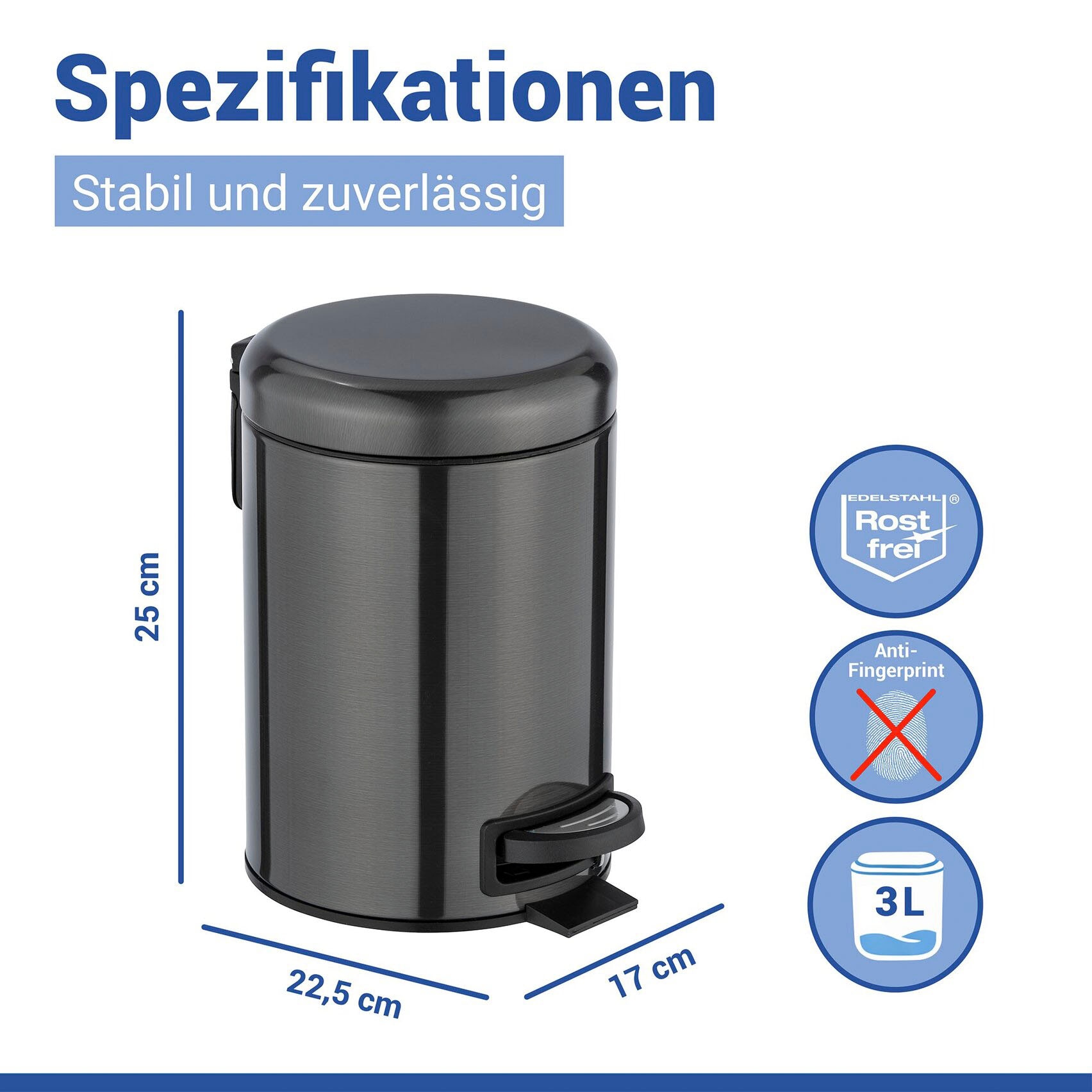 WENKO Kosmetikeimer »Leman« 3 Liter, BxTxH: 17x25x22,5 cm