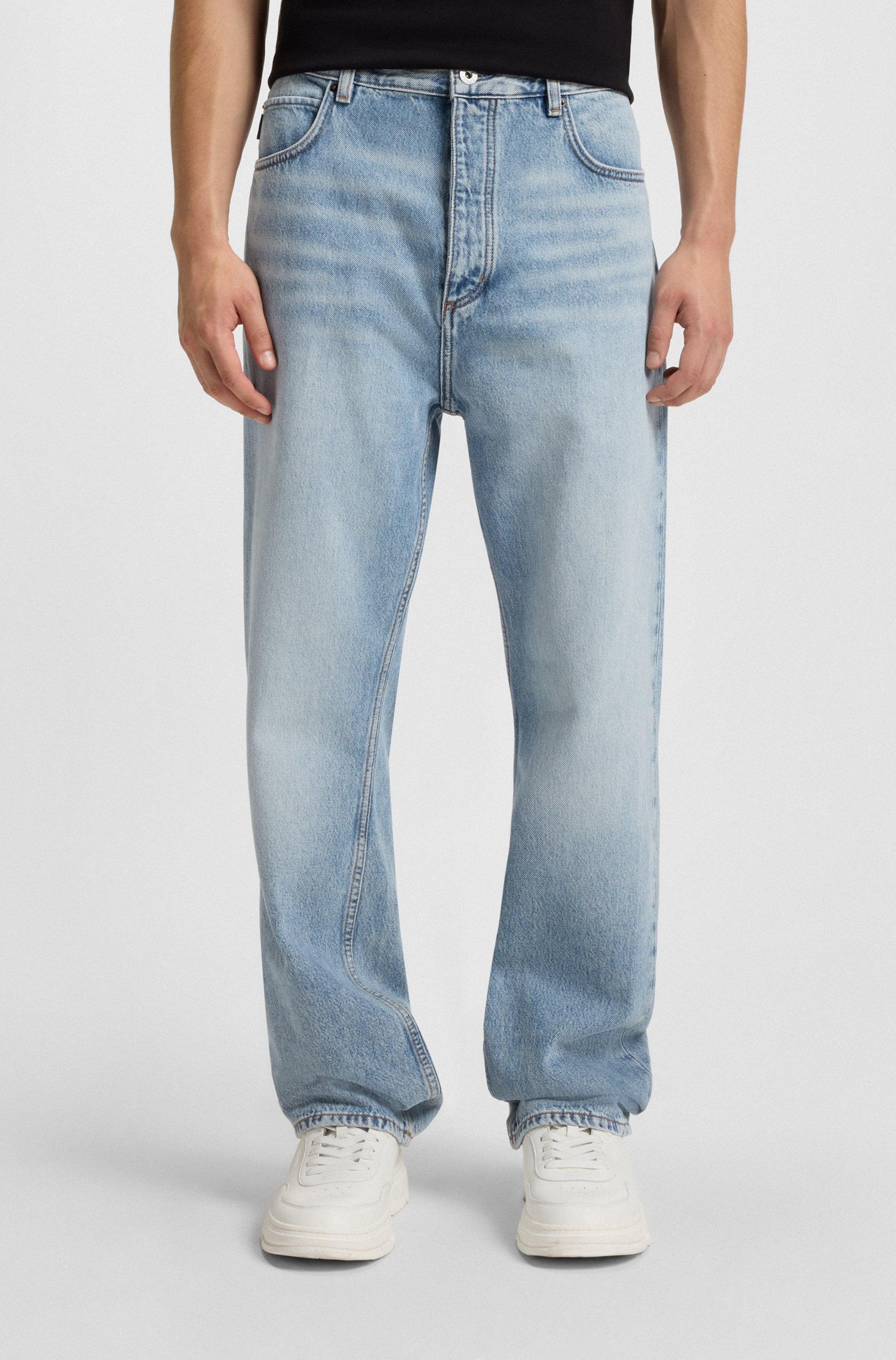 Hugo Blue Herren Loose-fit-Jeans »Nate« in heller Waschung in blau, Größe 33