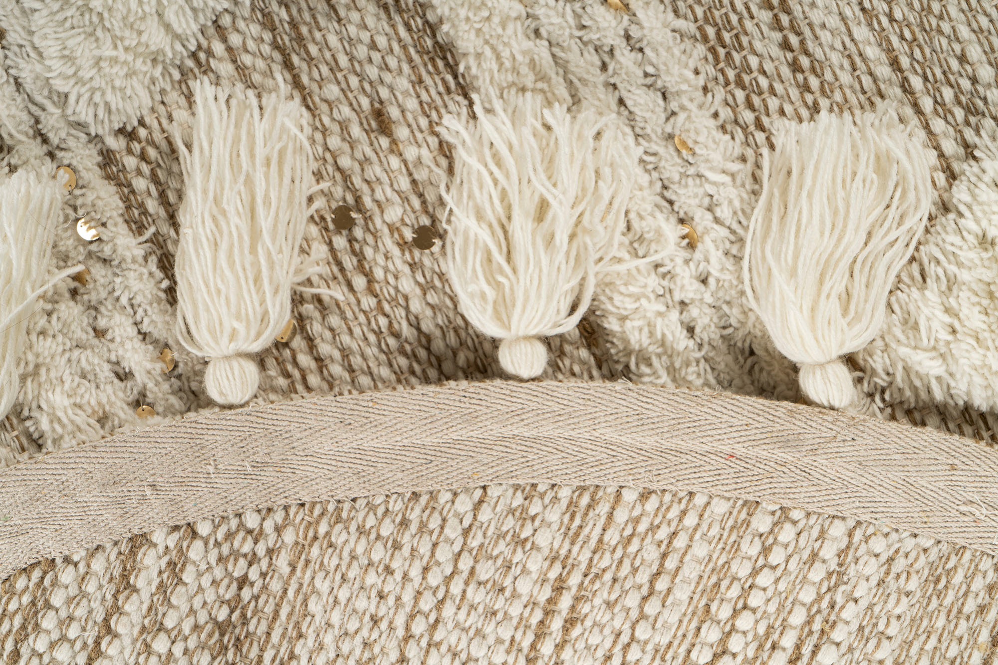 me gusta Wollteppich »Bohist 425«, rund, 18 mm Höhe, Wohnzimmer, Hoch-Tief-Struktur, Boho, Ethno