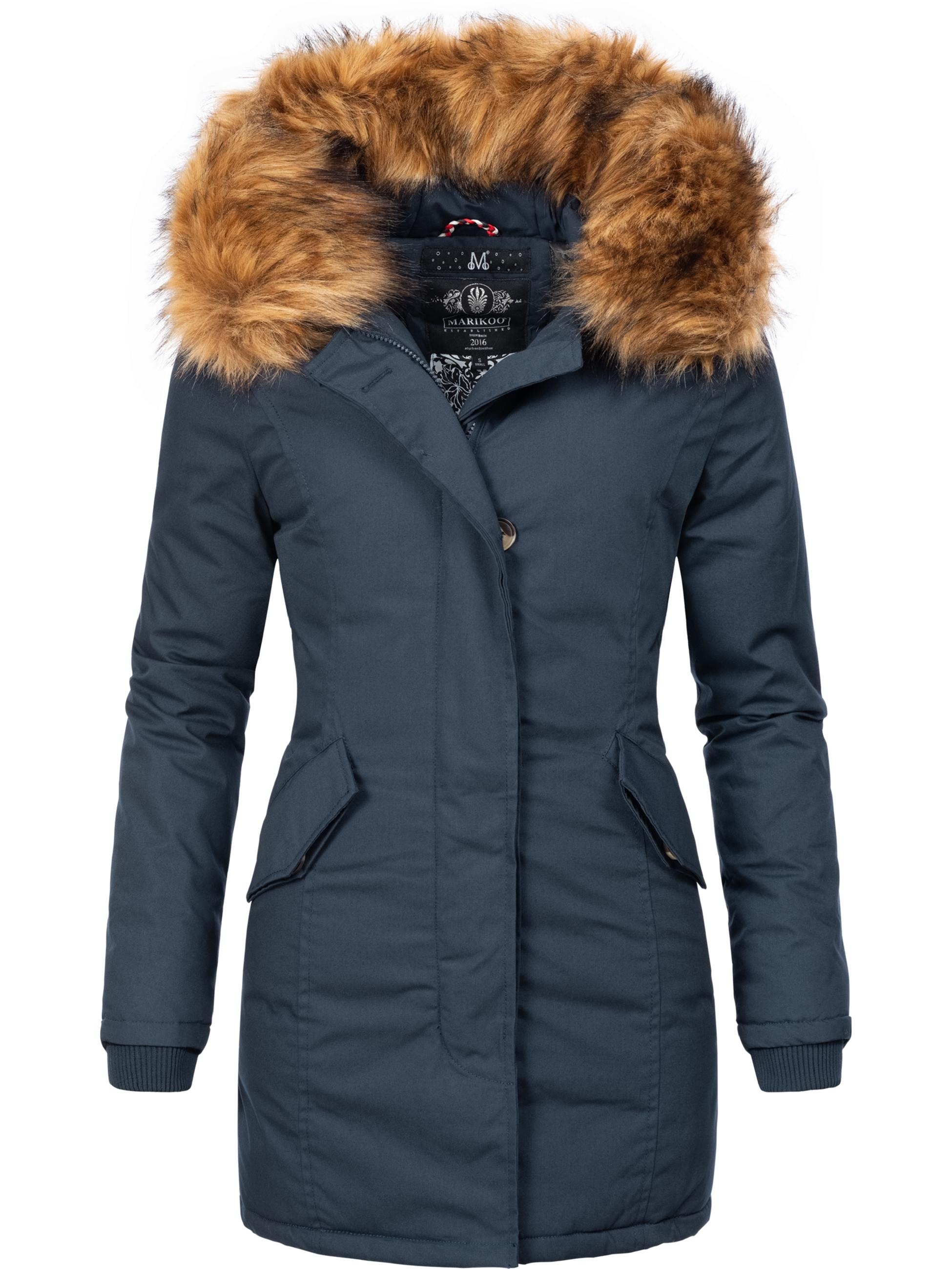 Marikoo Wintermantel »Wintermantel Karmaa-Prc«, edler Parka mit Kunstfellkapuze