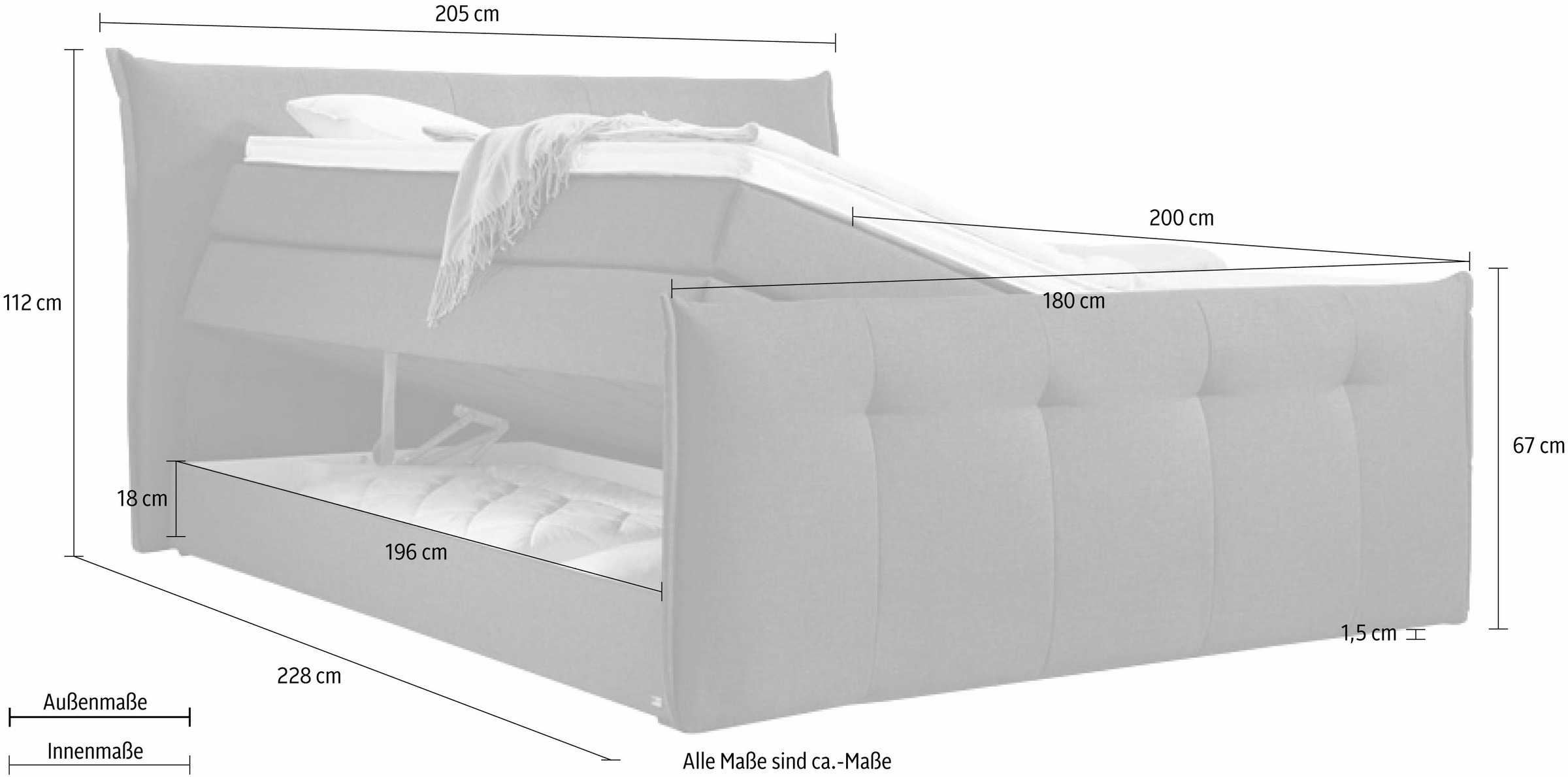 set one by Musterring Boxspringbett »Florida«, mit Bettkasten, in 5 Liegekomfortvarianten
