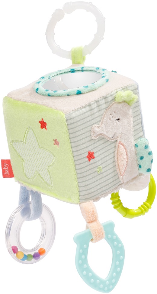 Fehn Greifspielzeug »Activity-Würfel Meereskinder«, mit Ring zur Befestigung an Kinderwagen, Babyschale oder Bett