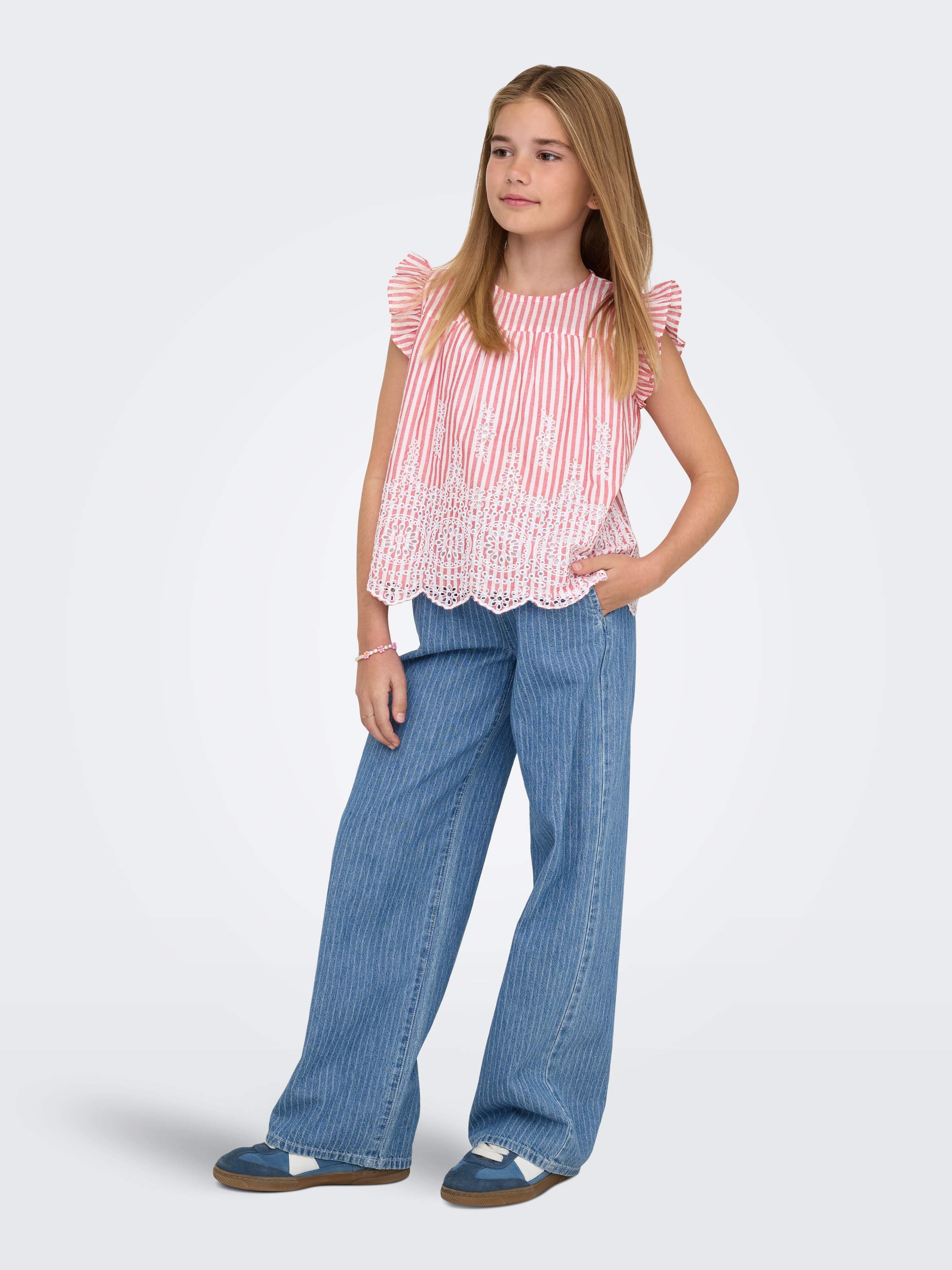KIDS ONLY Blusentop »KOGBONDI LIFE S/L EMB FRILL TOP WVN«