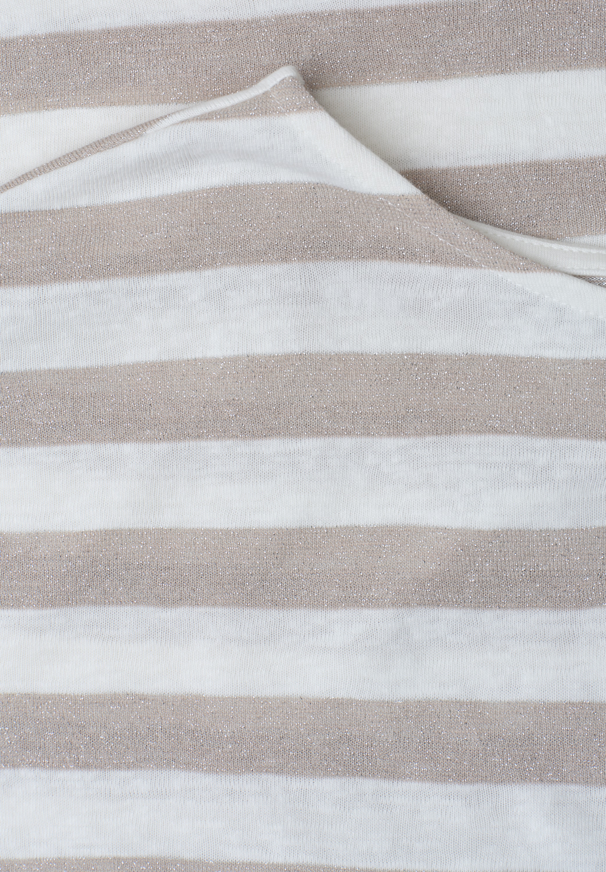 STREET ONE Shirttop Streifenmuster mit Glitzerdetails, seitliche Schlitze