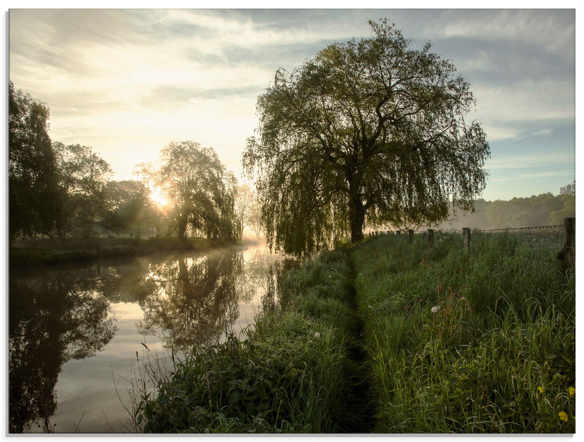 Artland Glasbild »Tagesbeginn an der Trave«, Gewässer, (1 St.)