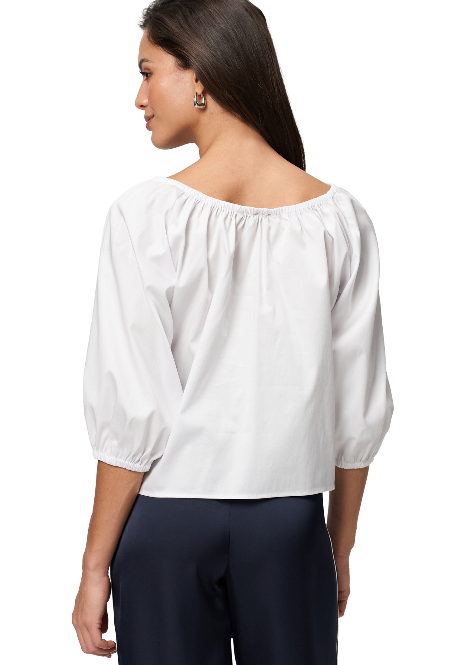 Zero Klassische Bluse »Blusenshirt mit tiefem Rundhalsausschnitt«